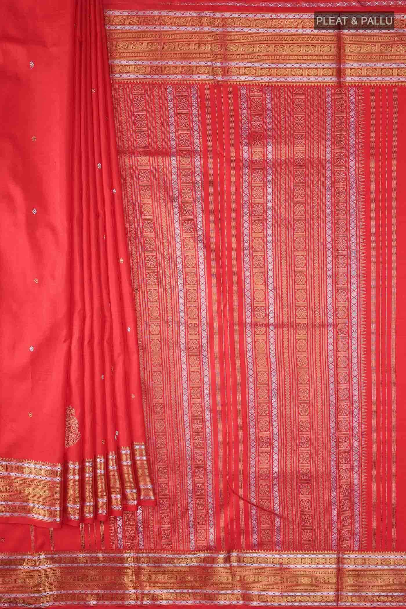 Pure Silk Pure Zari Imperial Red Kanchipuram Saree