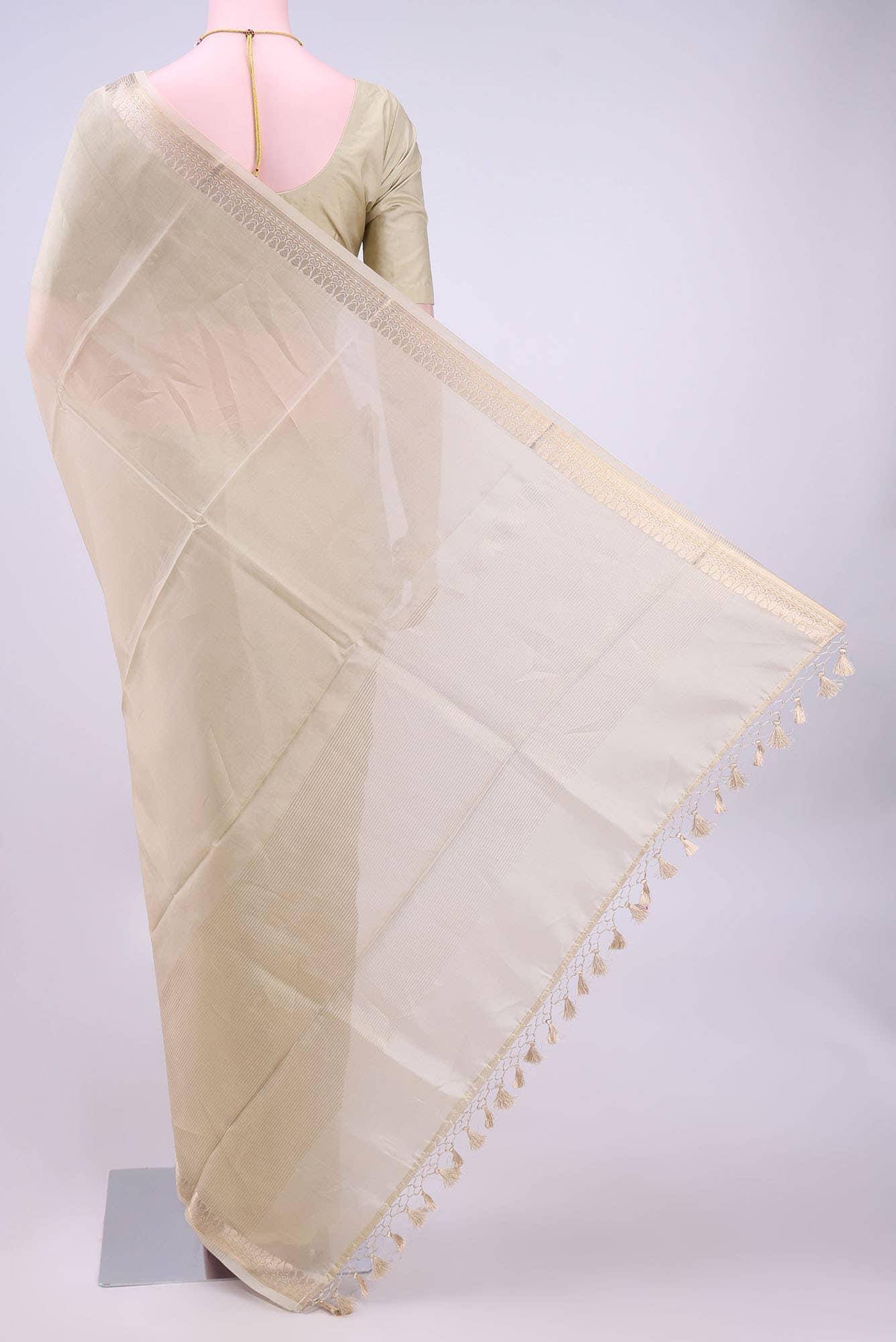 Beige Banarasi Katan Silk Saree
