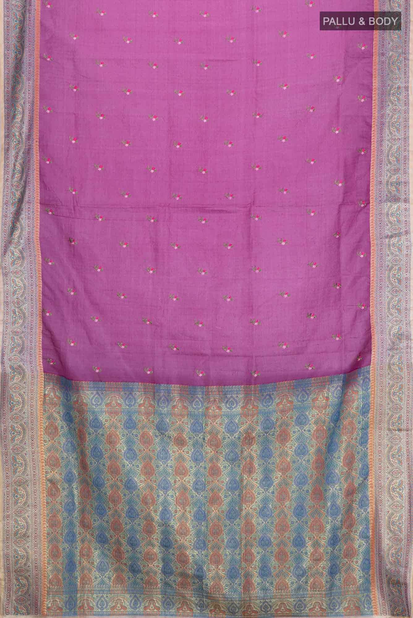 Dark Mauve Banarasi Tussar Silk Saree