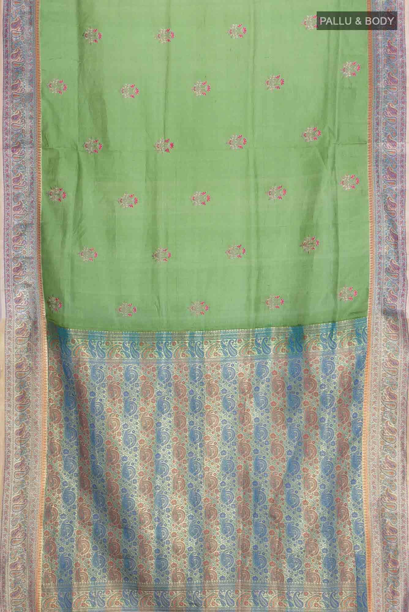 Green Banarasi Tussar Silk Saree