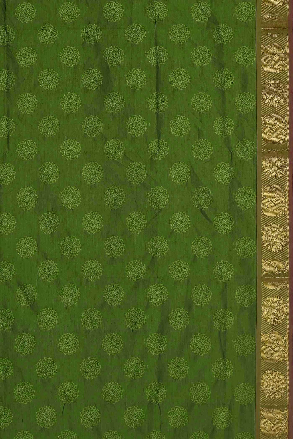 Green Blended Poly Cotton Saree
