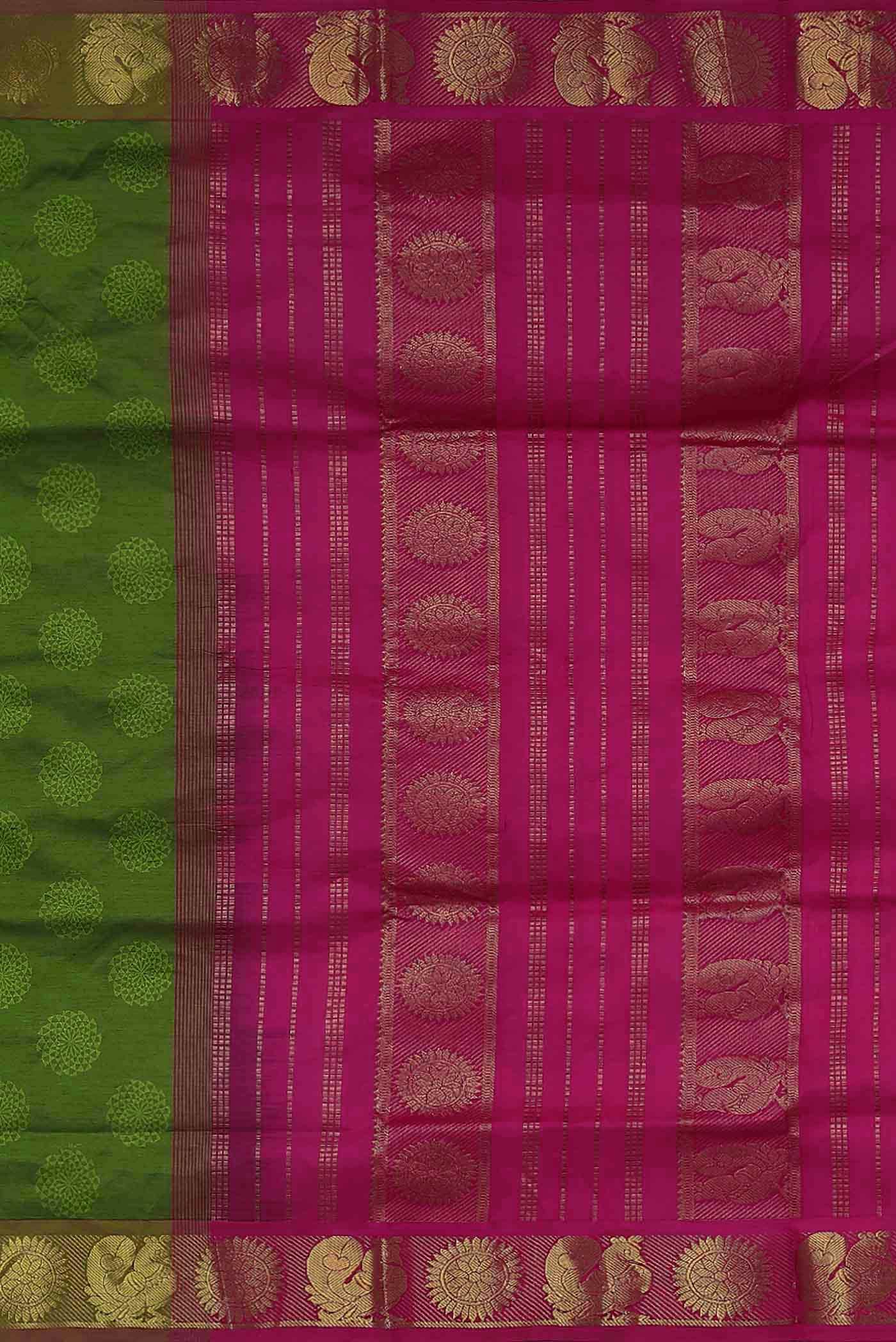 Green Blended Poly Cotton Saree