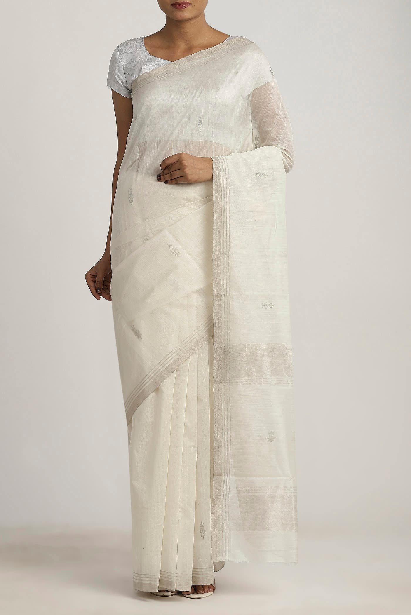 Off White Chanderi Silk Cotton Saree