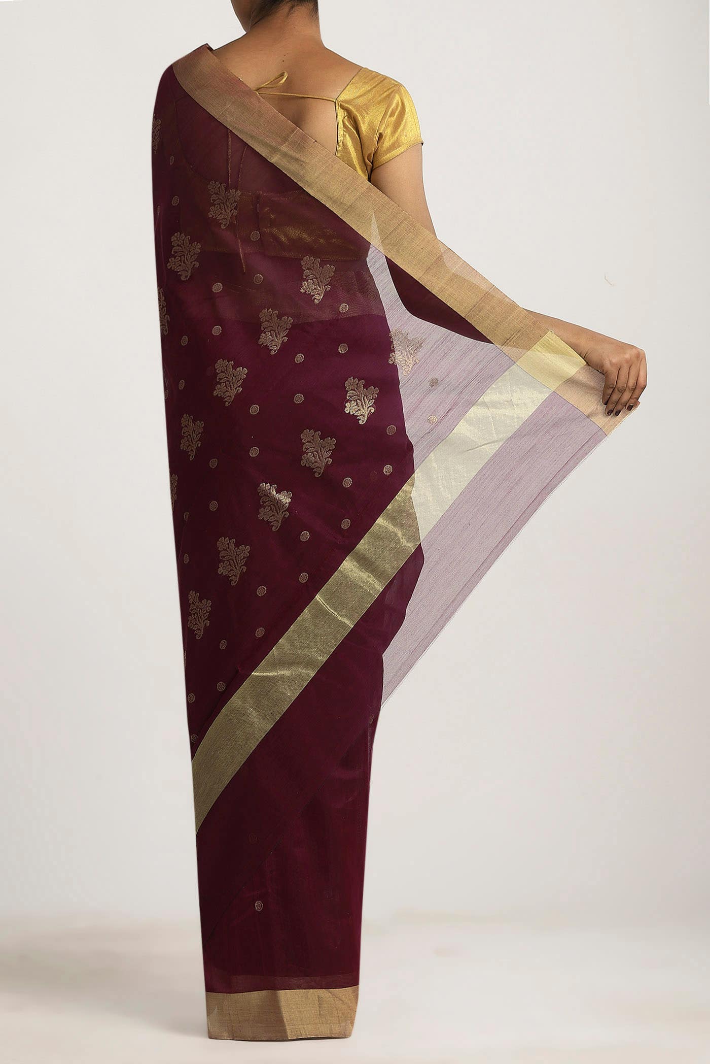 Coffee Brown Chanderi Silk Cotton Saree