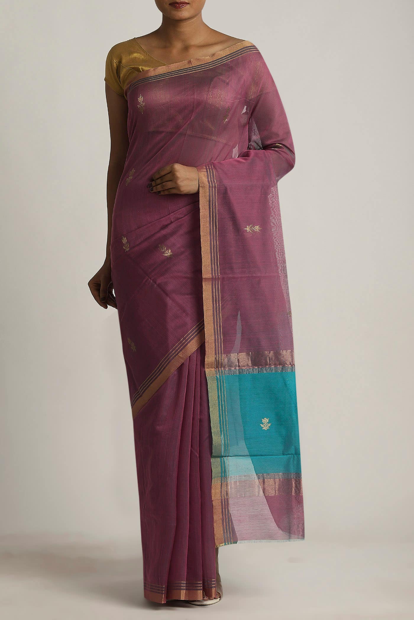 Mauve Chanderi Silk Cotton Saree