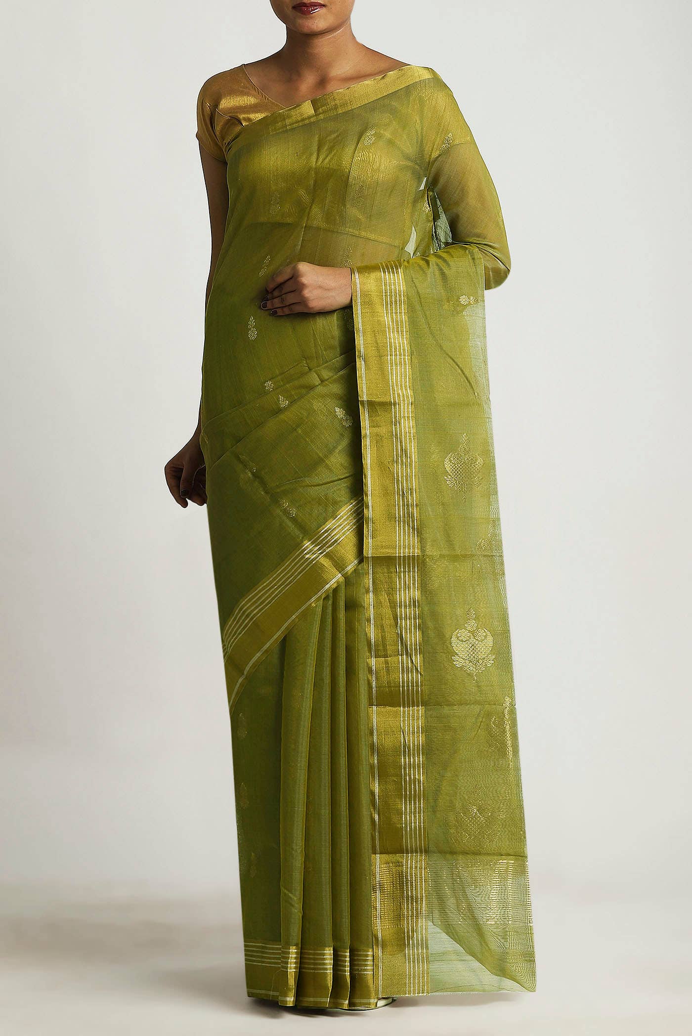 Green Chanderi Silk Cotton Saree