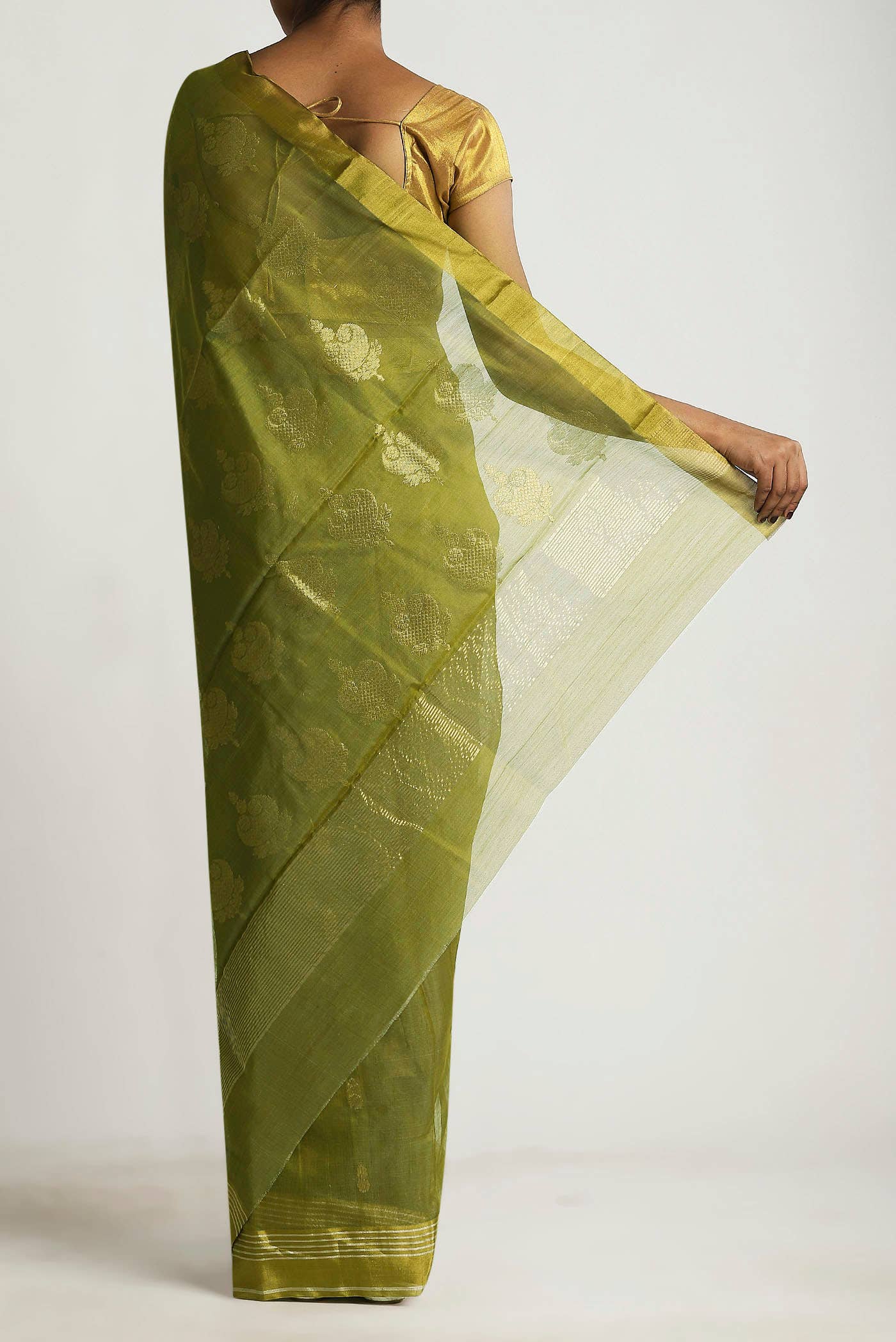 Green Chanderi Silk Cotton Saree
