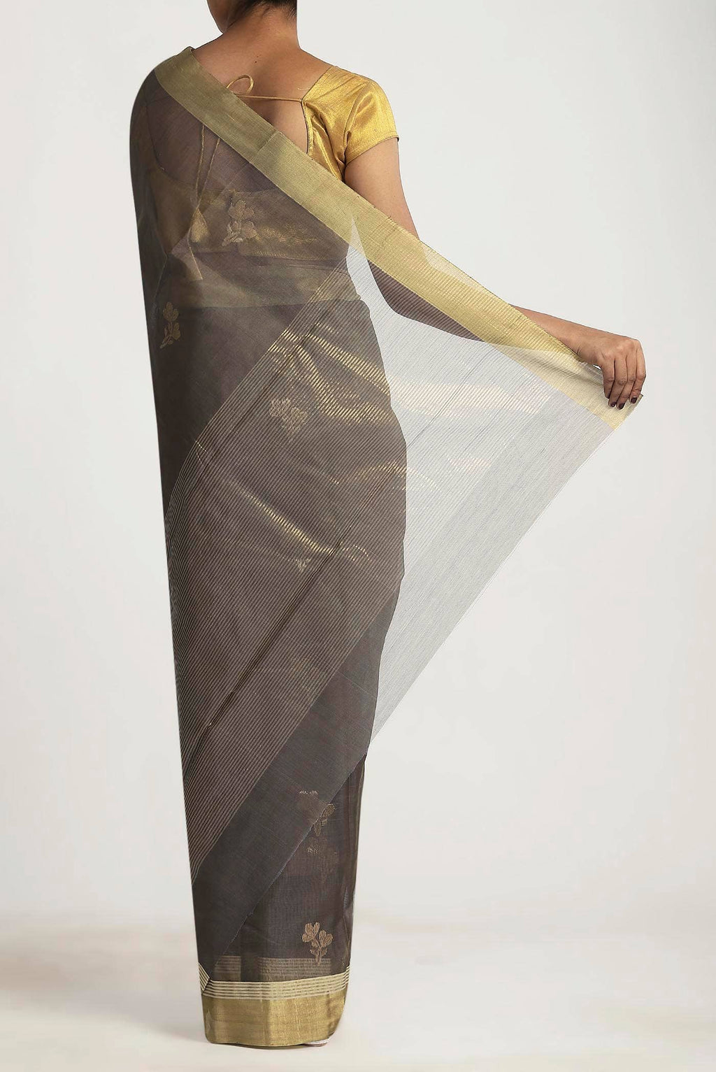 Brown Chanderi Silk Cotton Saree