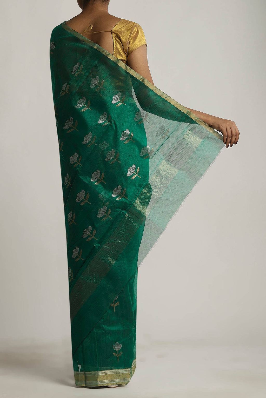 Green Chanderi Silk Cotton Saree