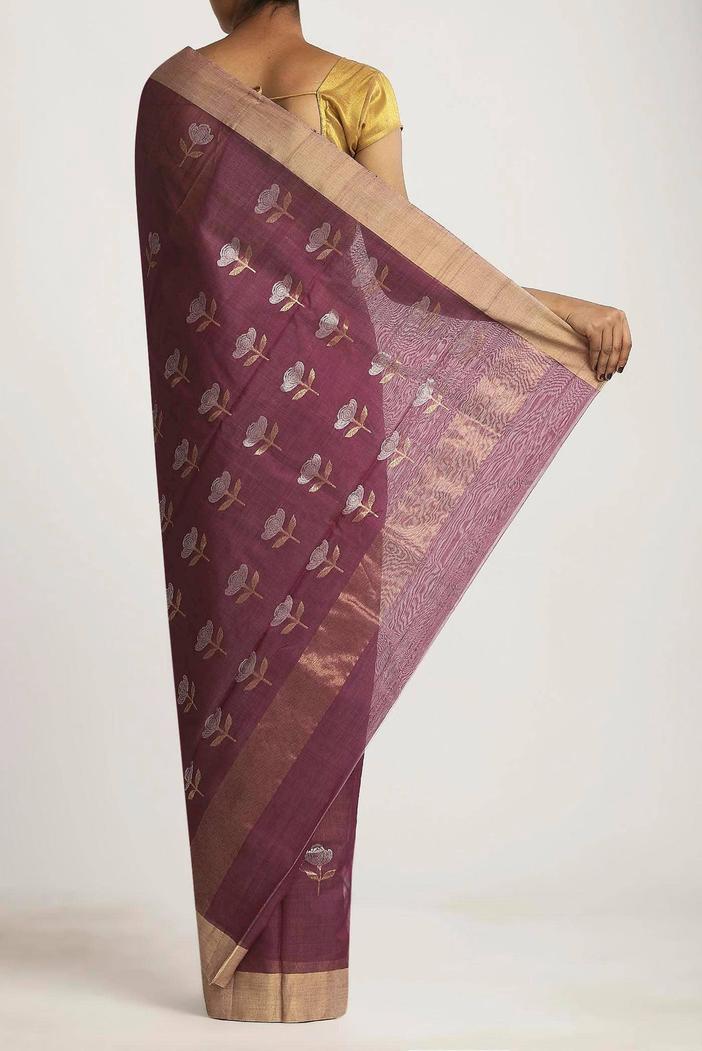 Mauve Chanderi Silk Cotton Saree