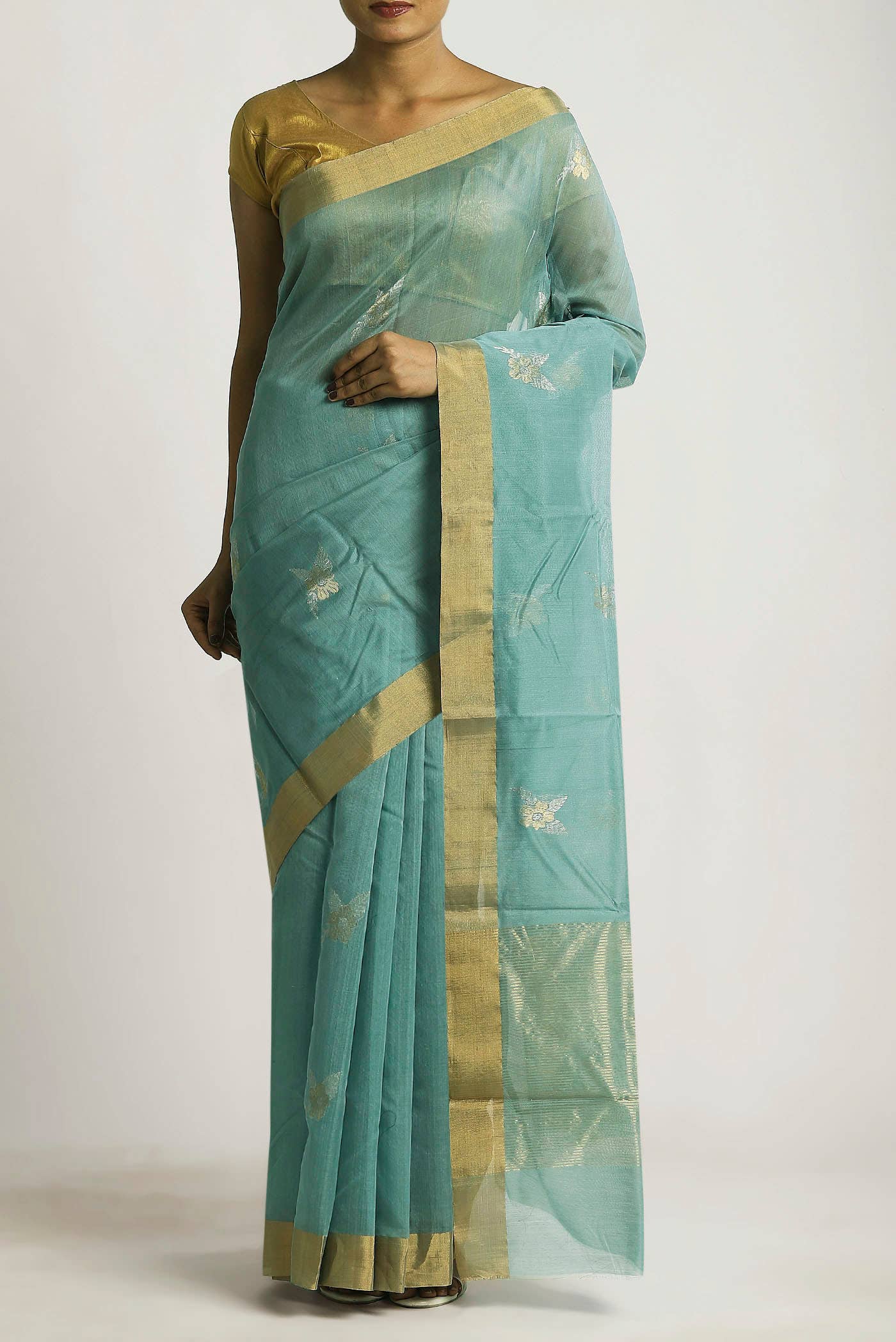 Green Chanderi Silk Cotton Saree