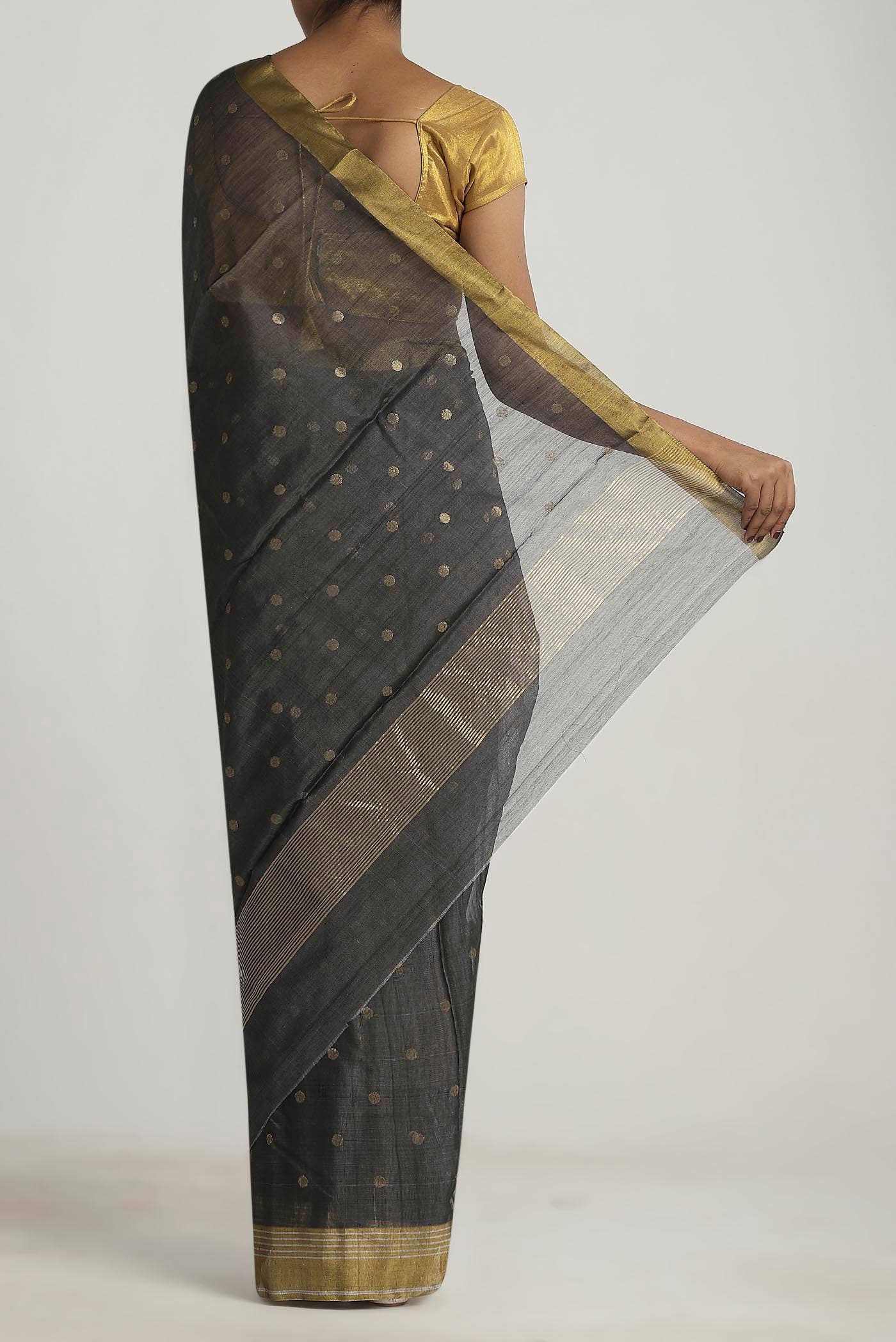 Grey Chanderi Silk Cotton Saree