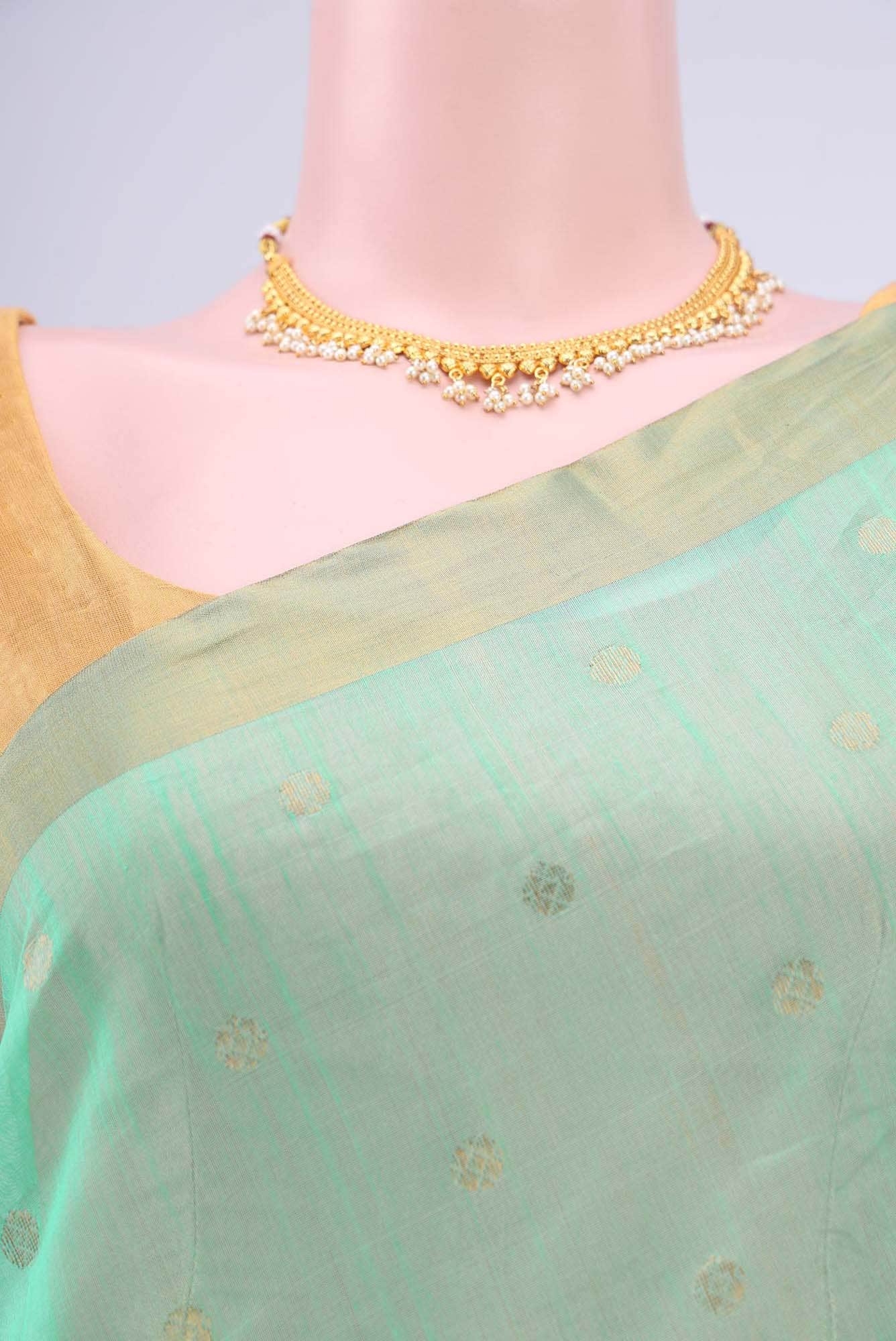 Mint Green Chanderi Silk Cotton Saree
