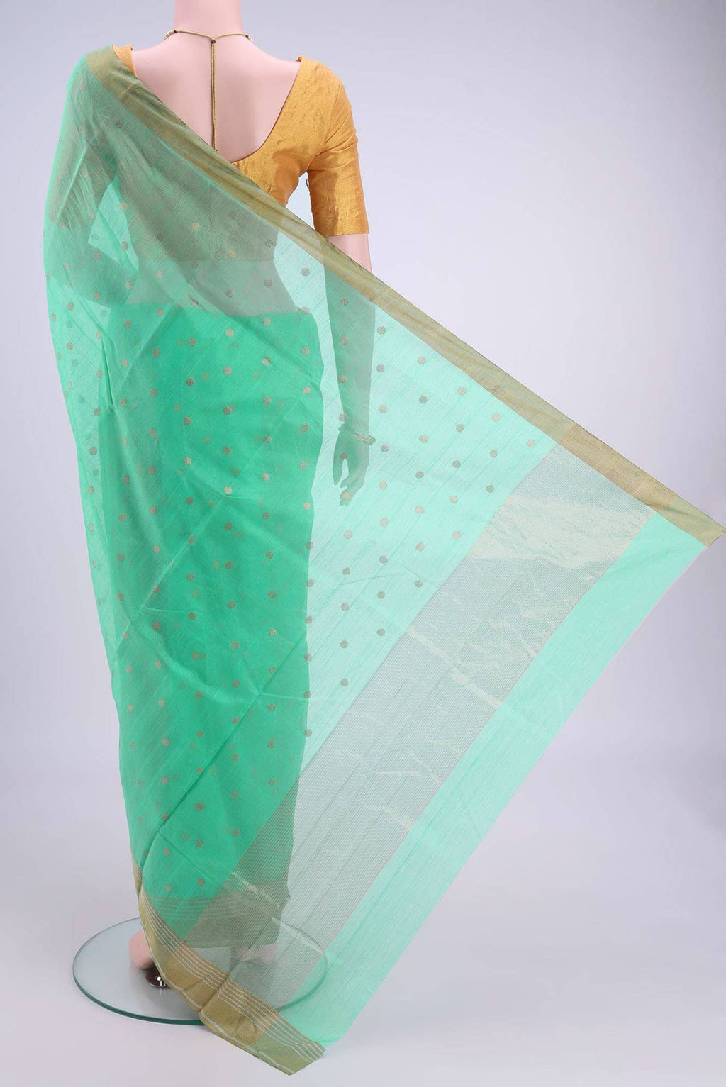 Mint Green Chanderi Silk Cotton Saree