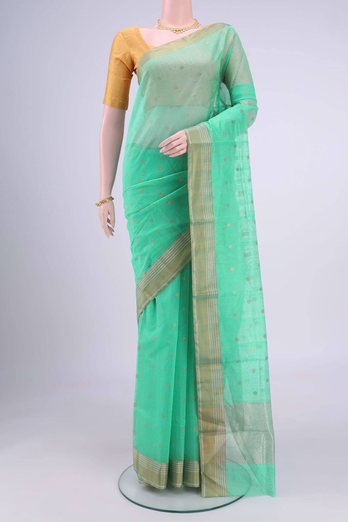 Mint Green Chanderi Silk Cotton Saree