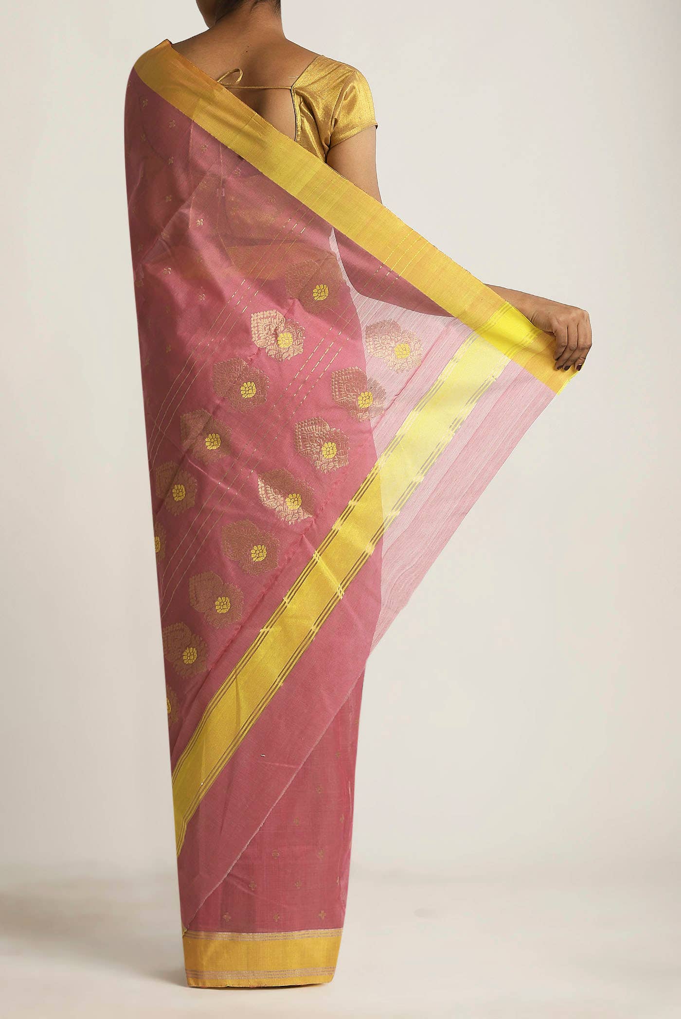 Coral Chanderi Silk Cotton Saree