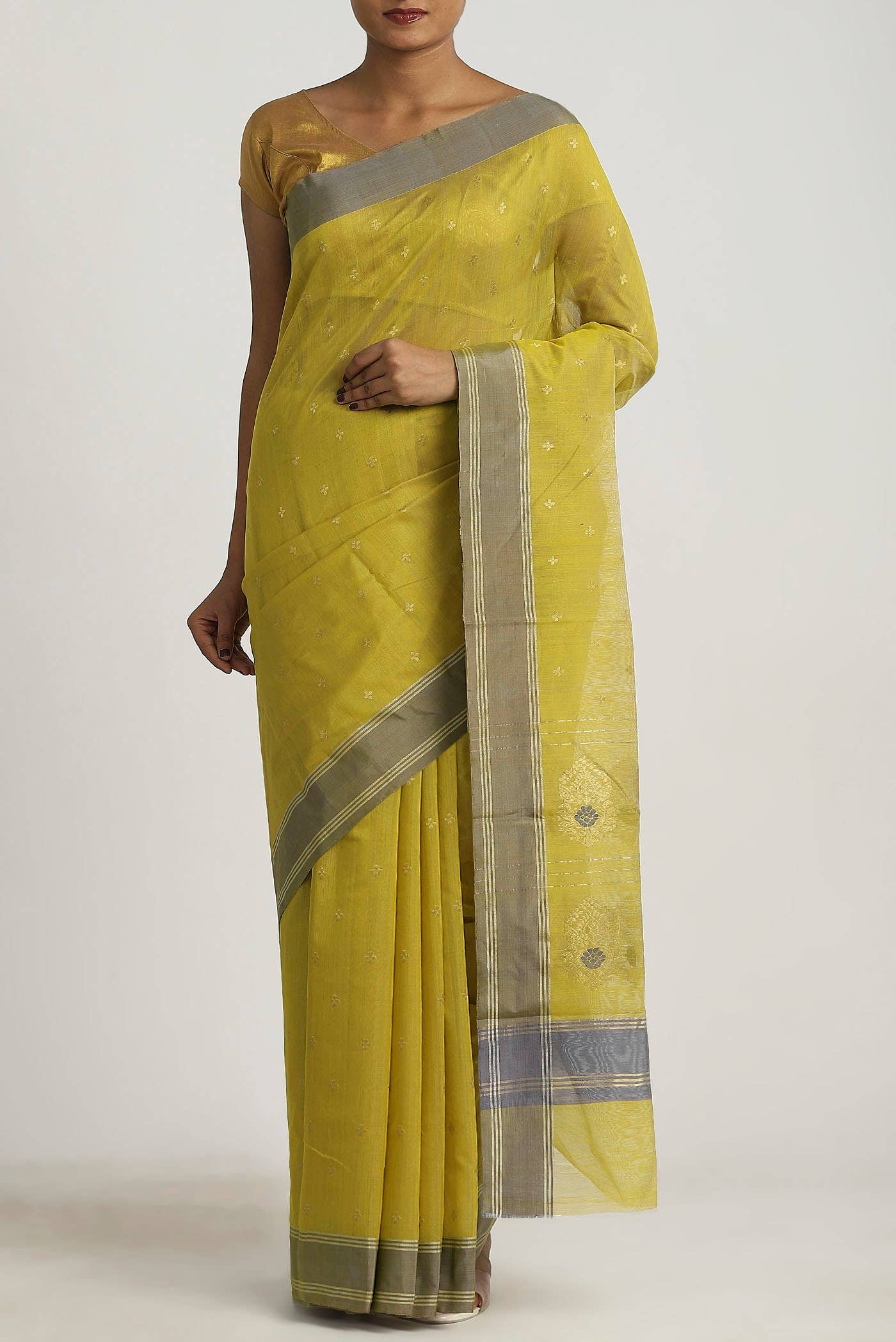 Yellow Chanderi Silk Cotton Saree