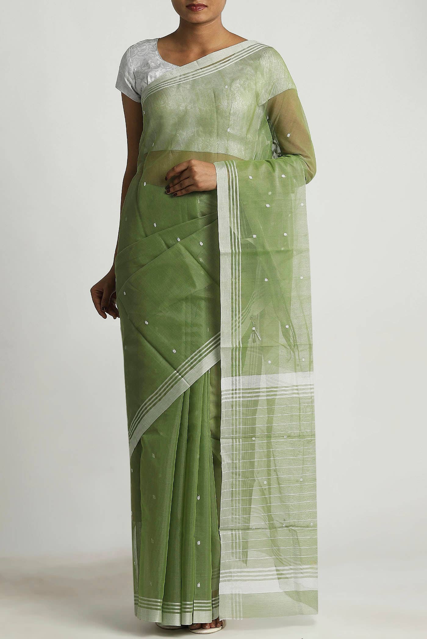 Green Chanderi Silk Cotton Saree