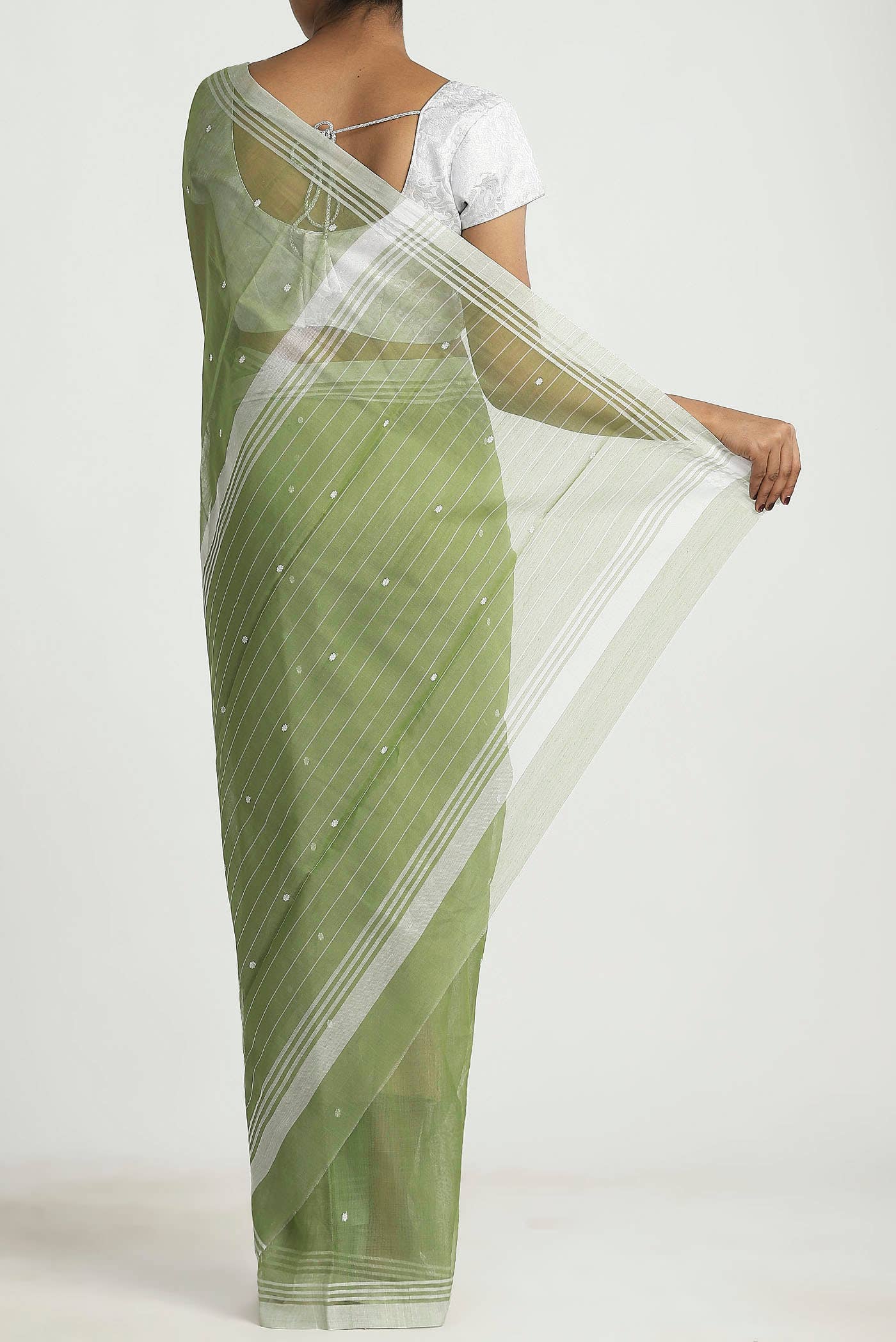 Green Chanderi Silk Cotton Saree