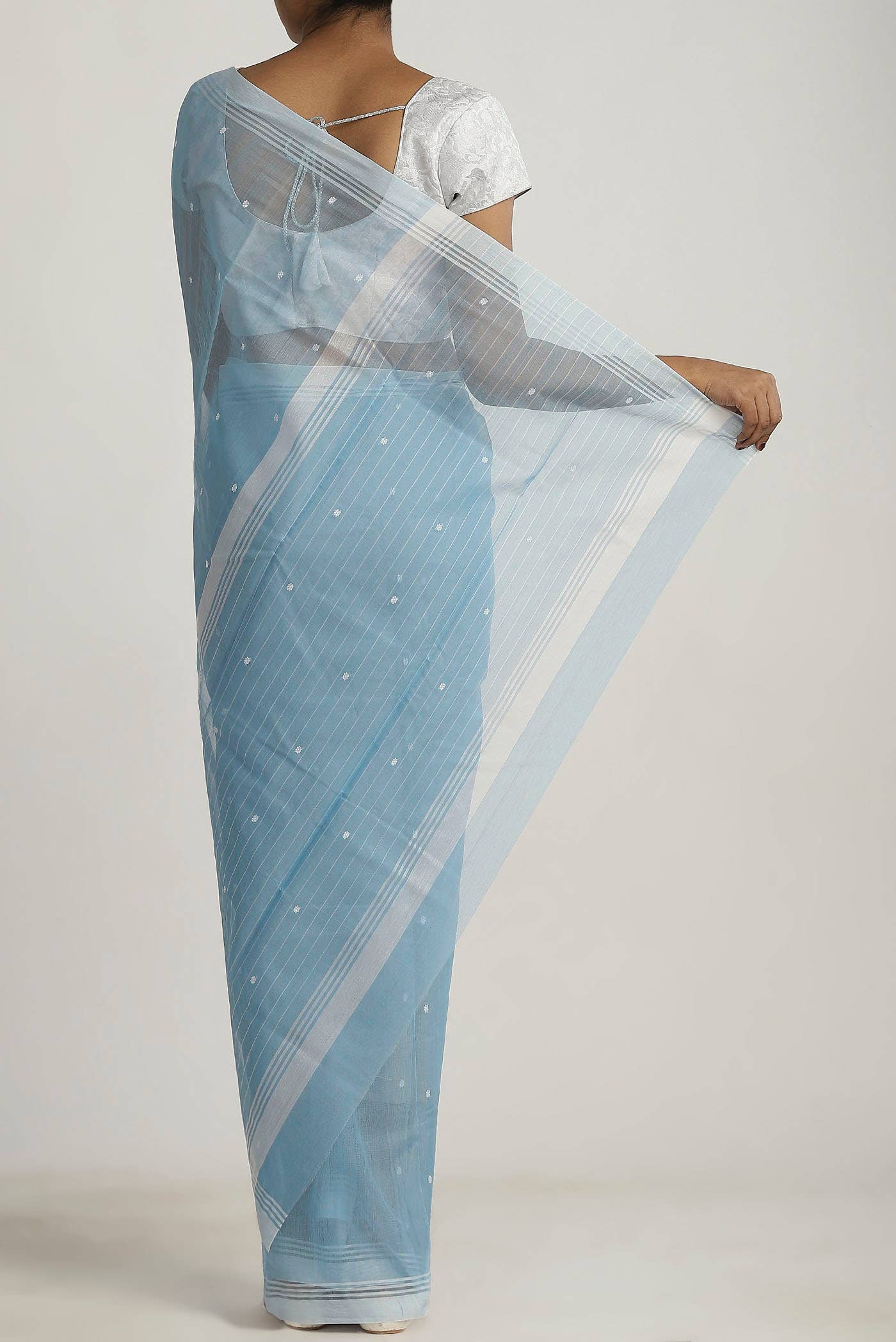 Light Blue Chanderi Silk Cotton Saree