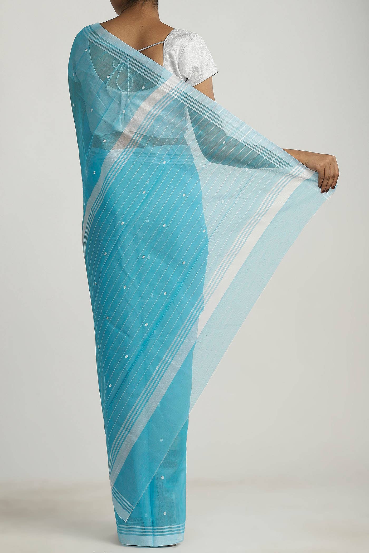 Light Blue Chanderi Silk Cotton Saree