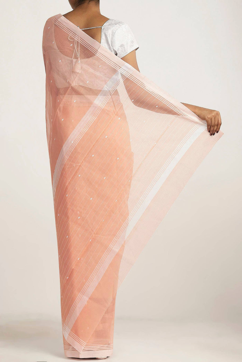Peach Chanderi Silk Cotton Saree