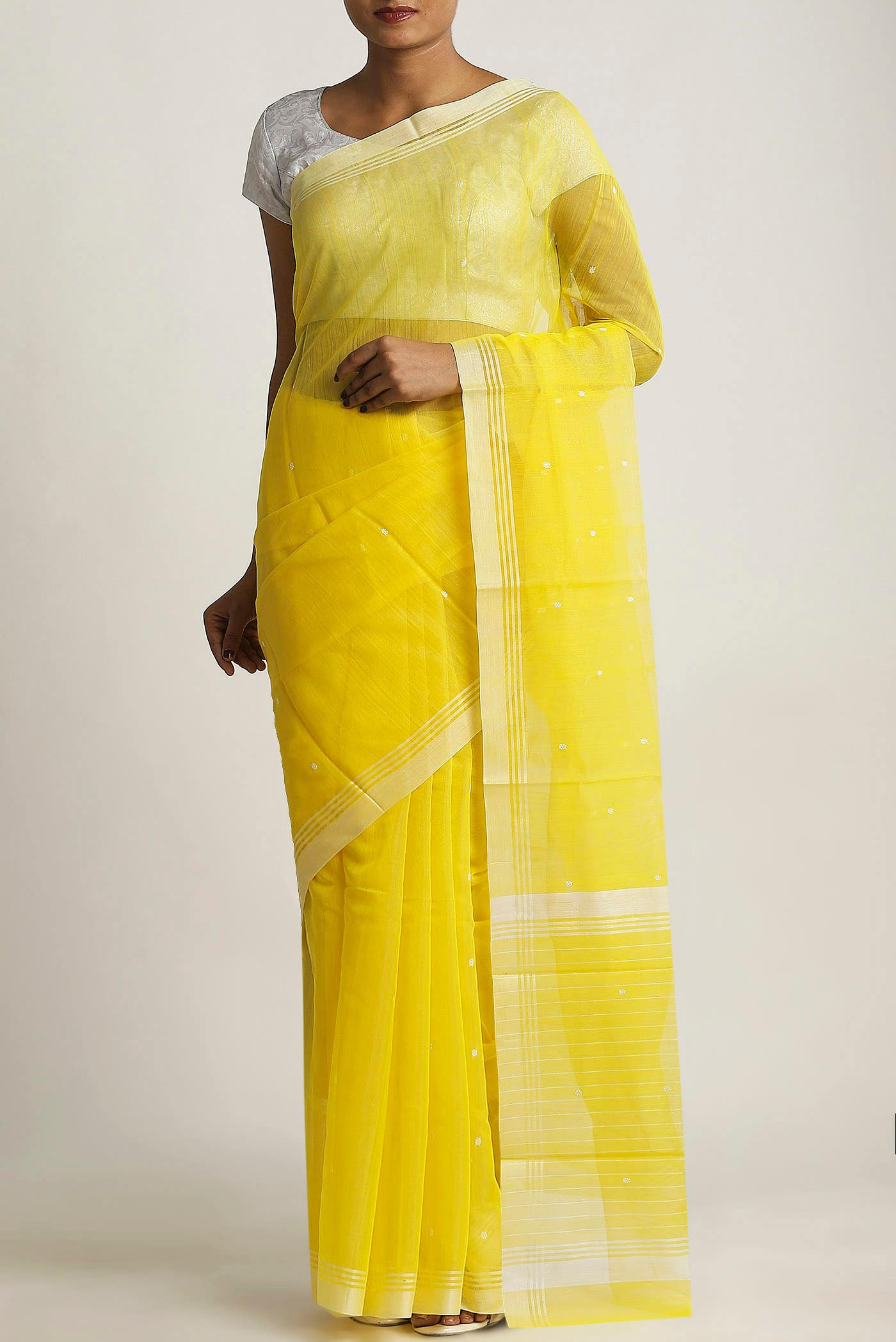 Yellow Chanderi Silk Cotton Saree