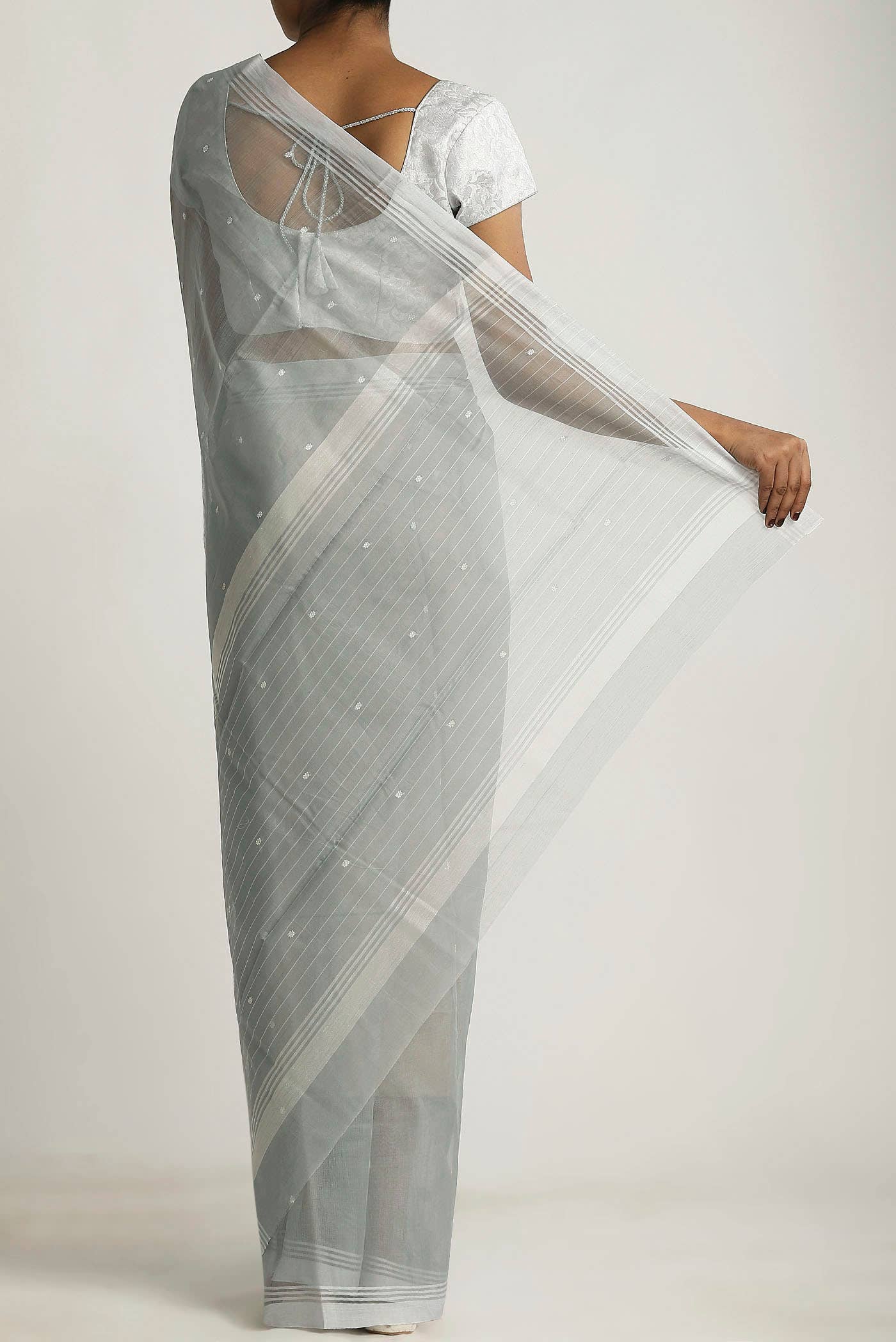 Grey Chanderi Silk Cotton Saree