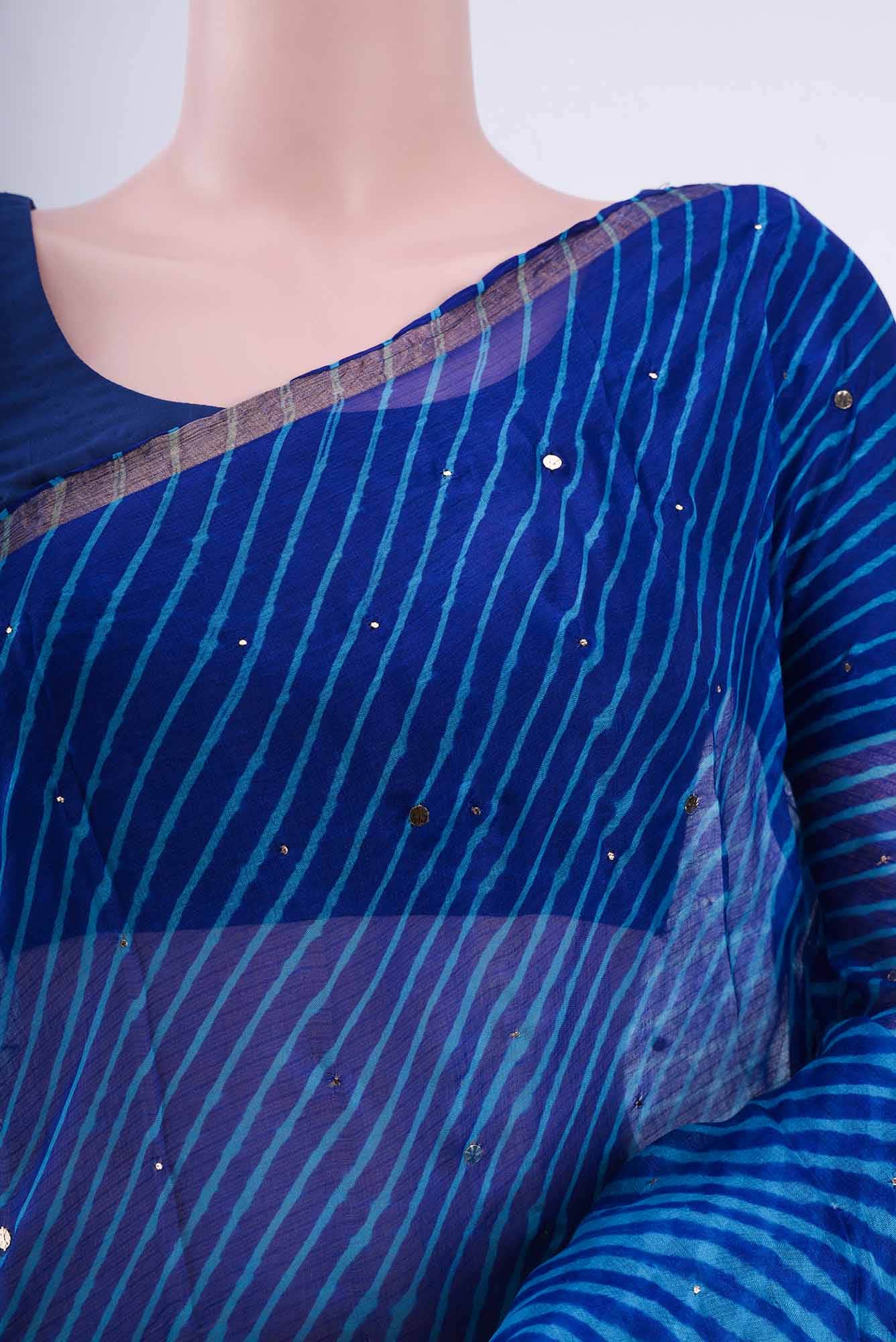 Royal Blue Chanderi Silk Cotton Saree