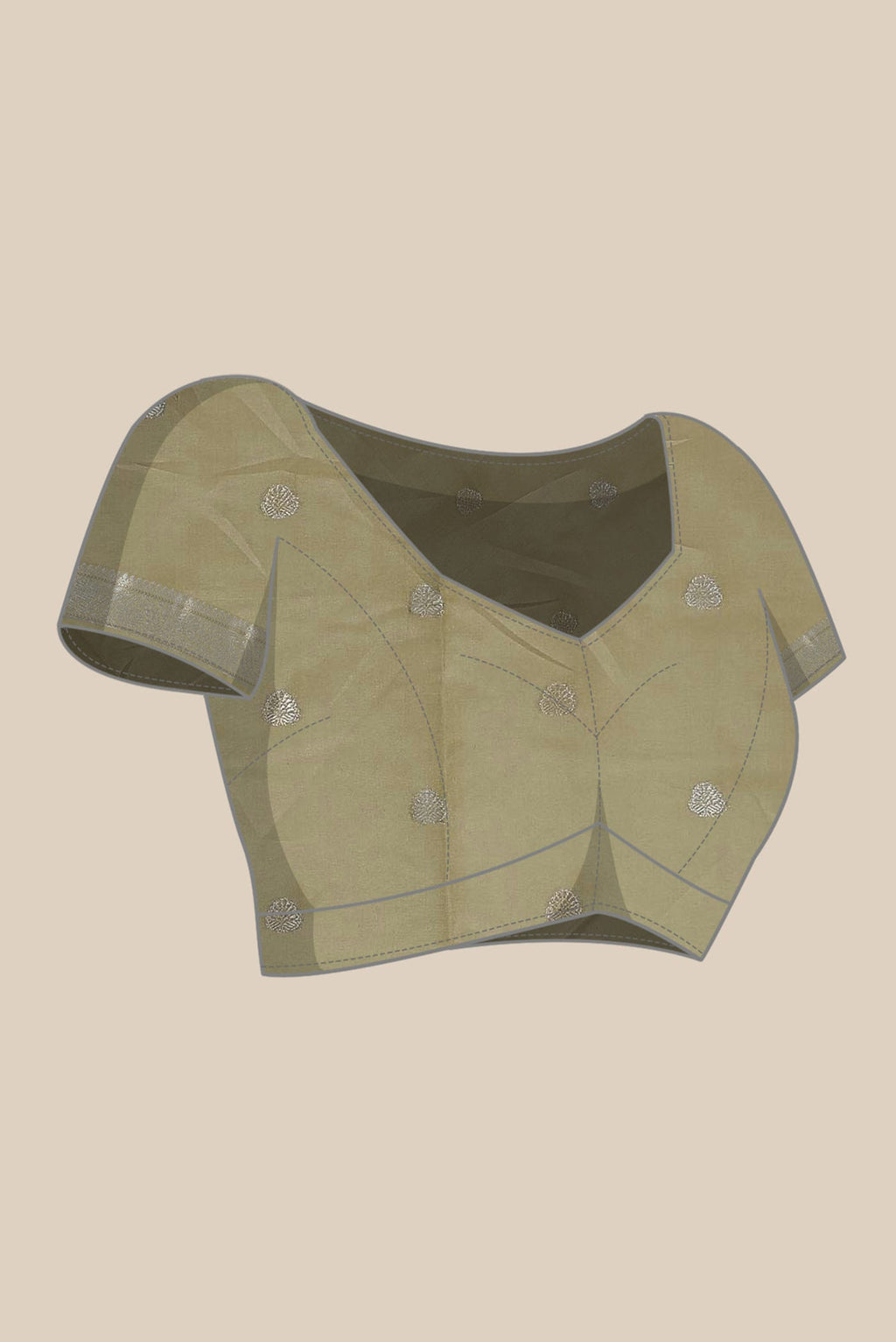 Beige Chanderi Silk Cotton Saree