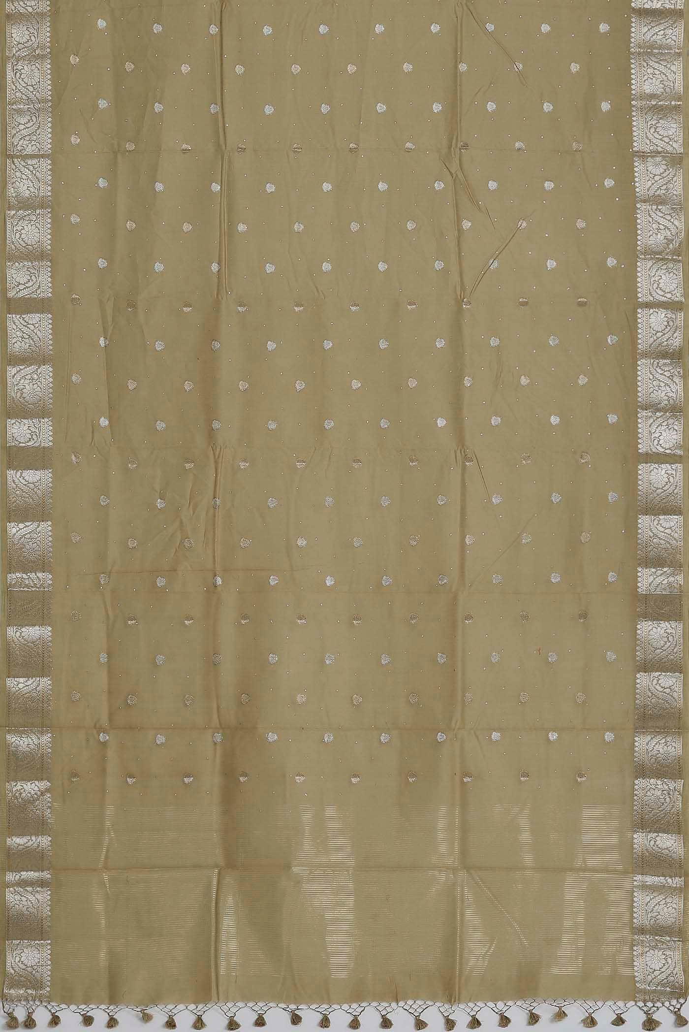 Beige Chanderi Silk Cotton Saree