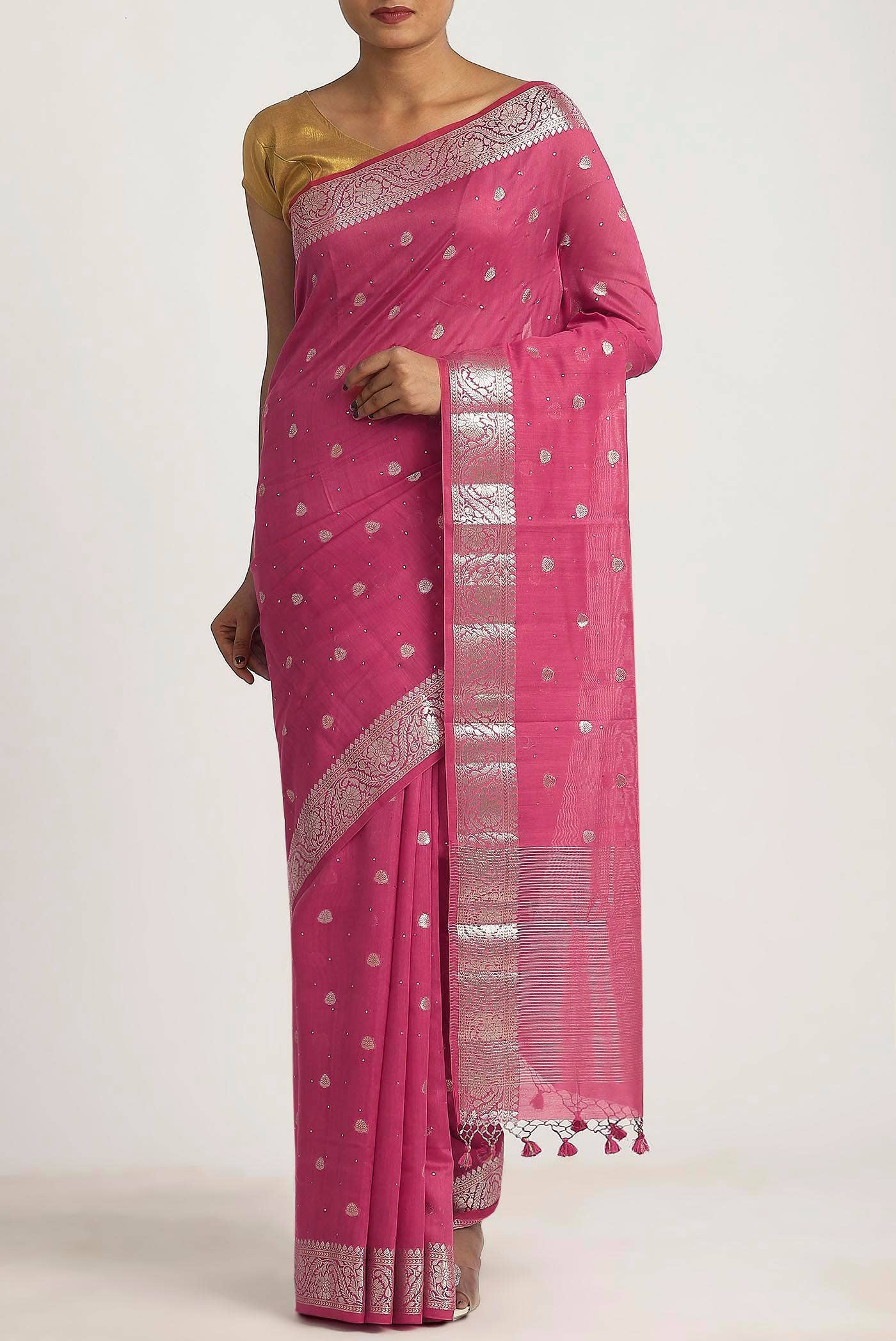 Pink Chanderi Silk Cotton Saree