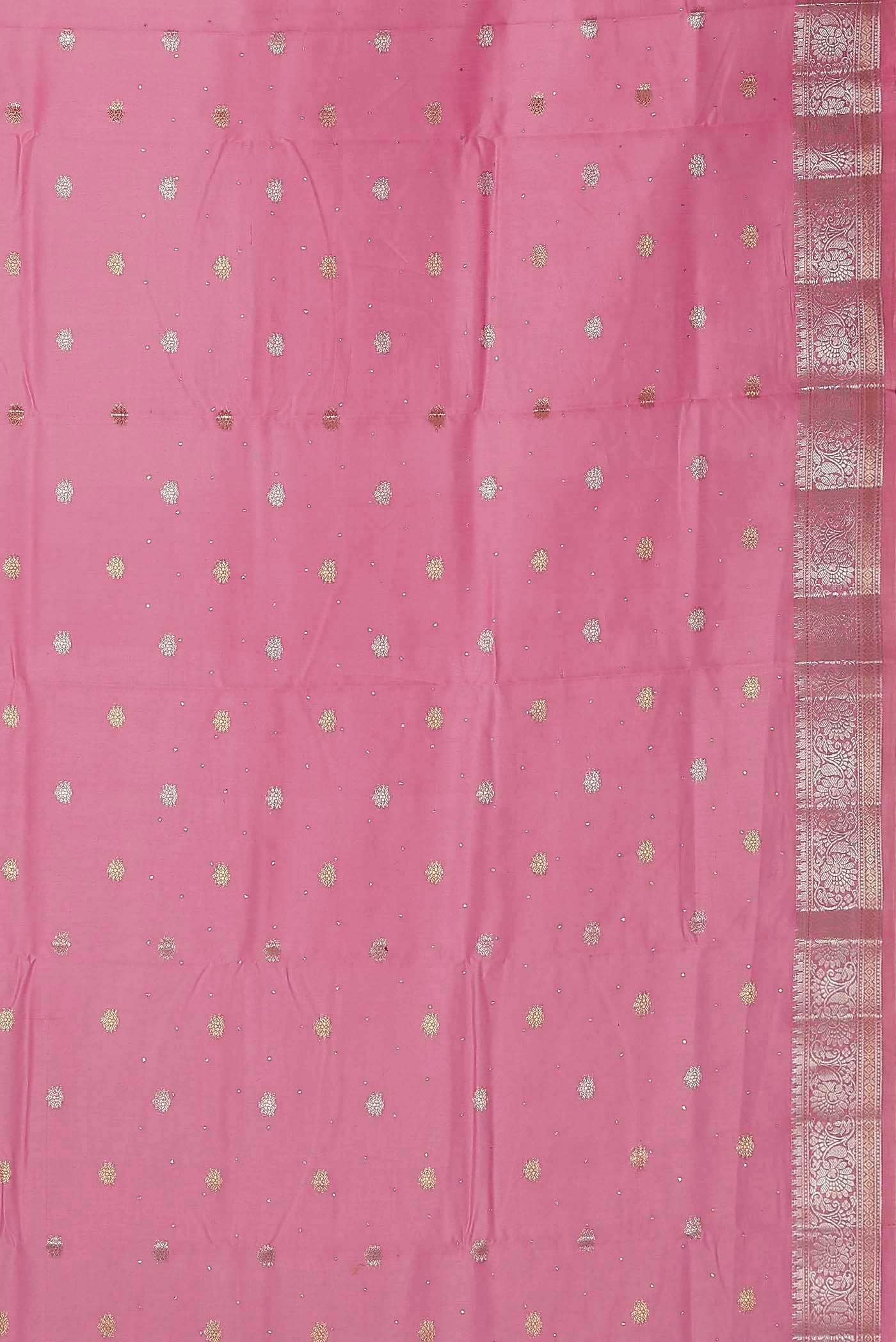 Rose pink Chanderi Silk Cotton Saree