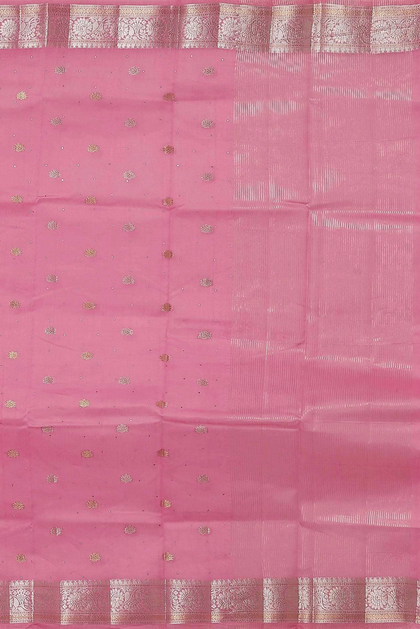 Rose pink Chanderi Silk Cotton Saree