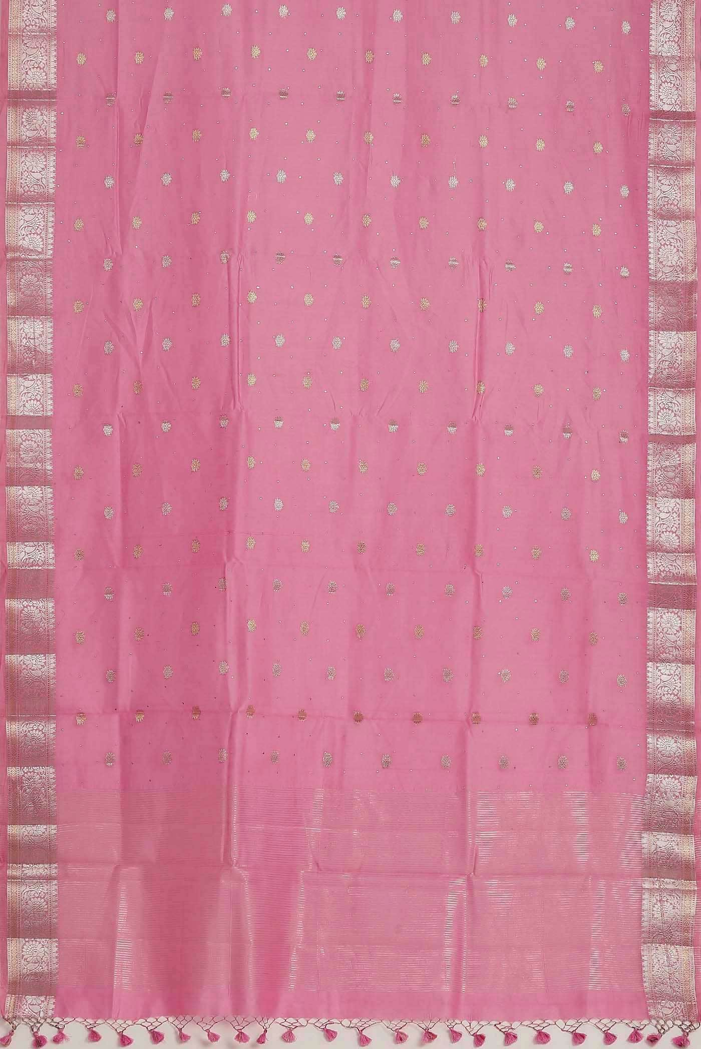 Rose pink Chanderi Silk Cotton Saree
