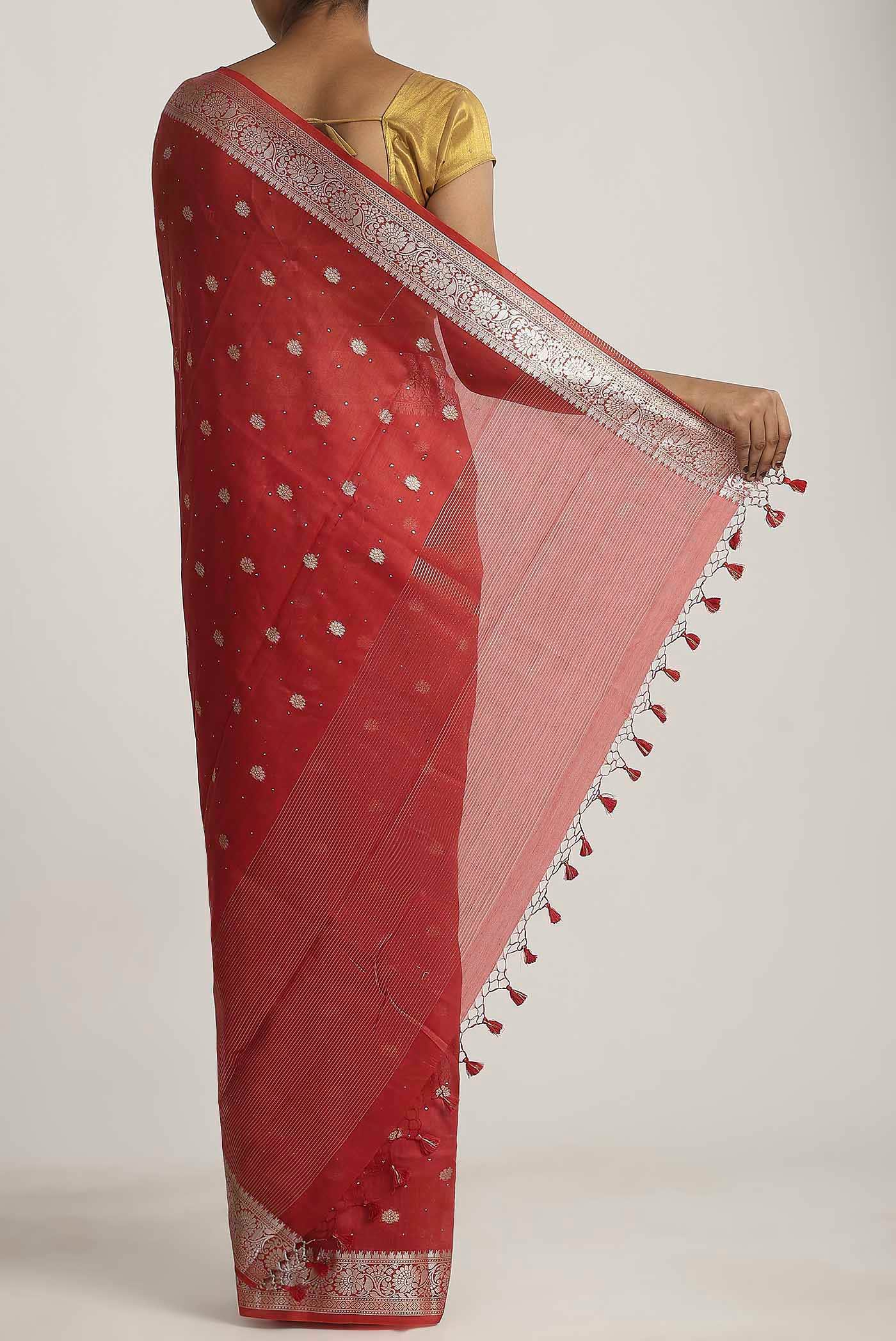 Red Chanderi Silk Cotton Saree