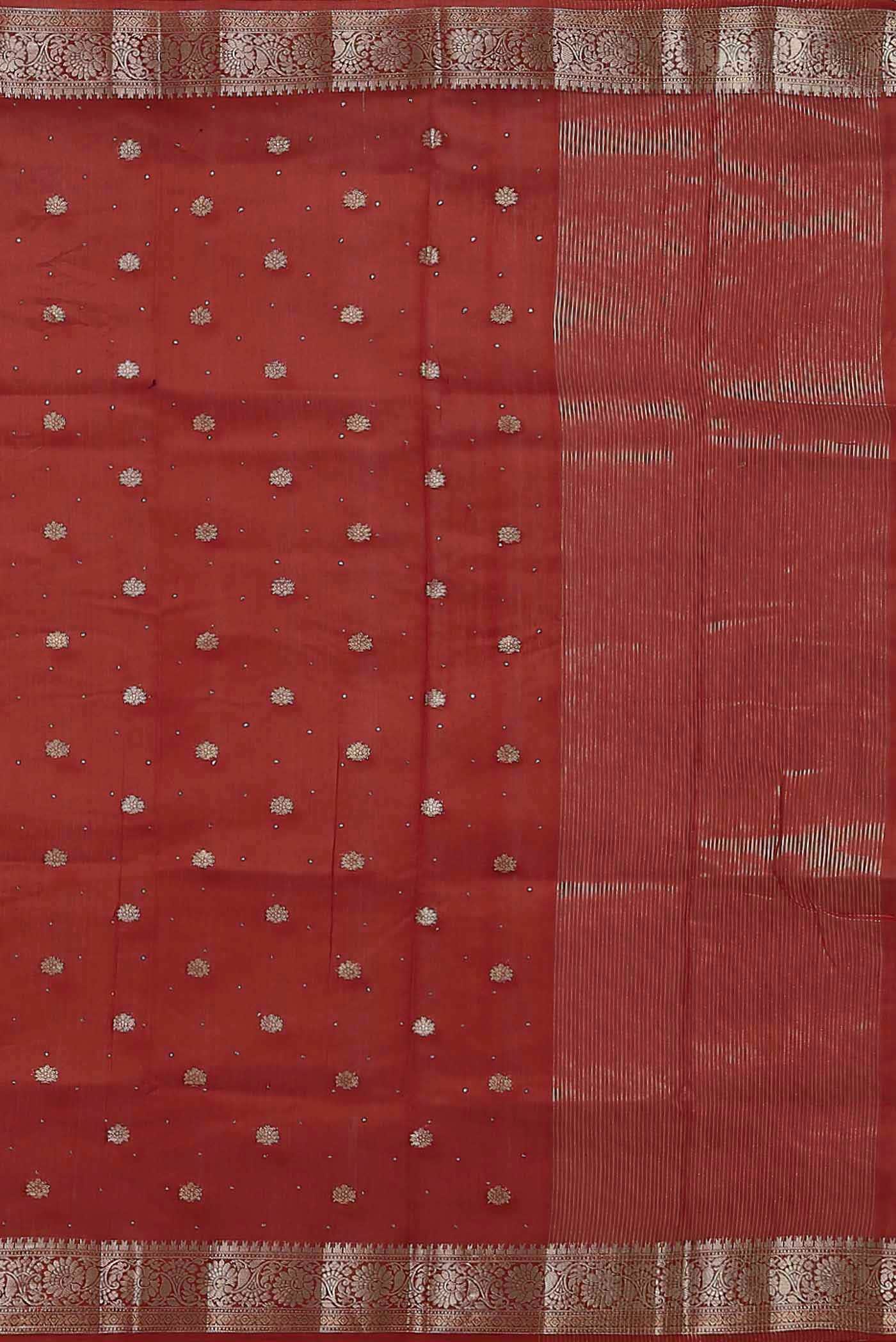 Red Chanderi Silk Cotton Saree