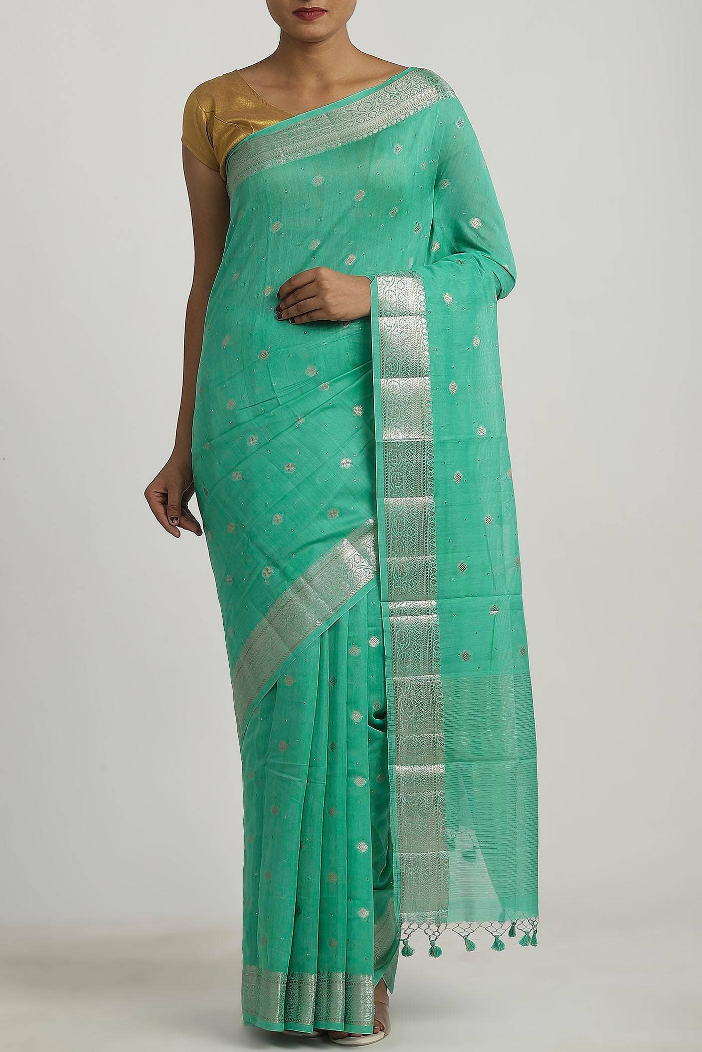 Green Chanderi Silk Cotton Saree