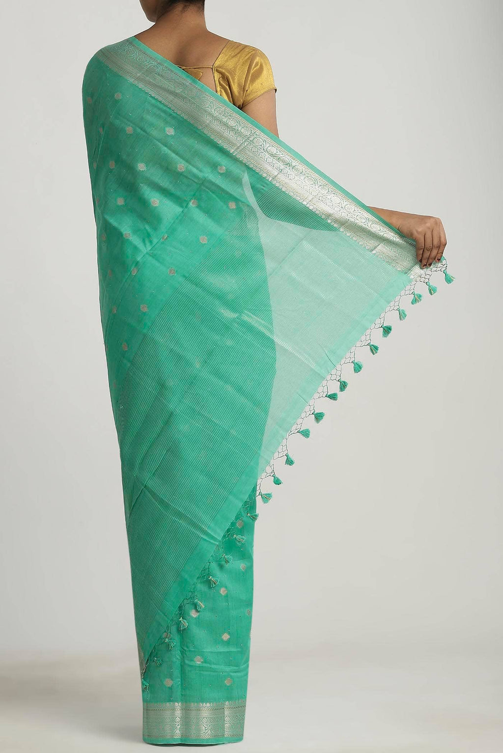 Green Chanderi Silk Cotton Saree