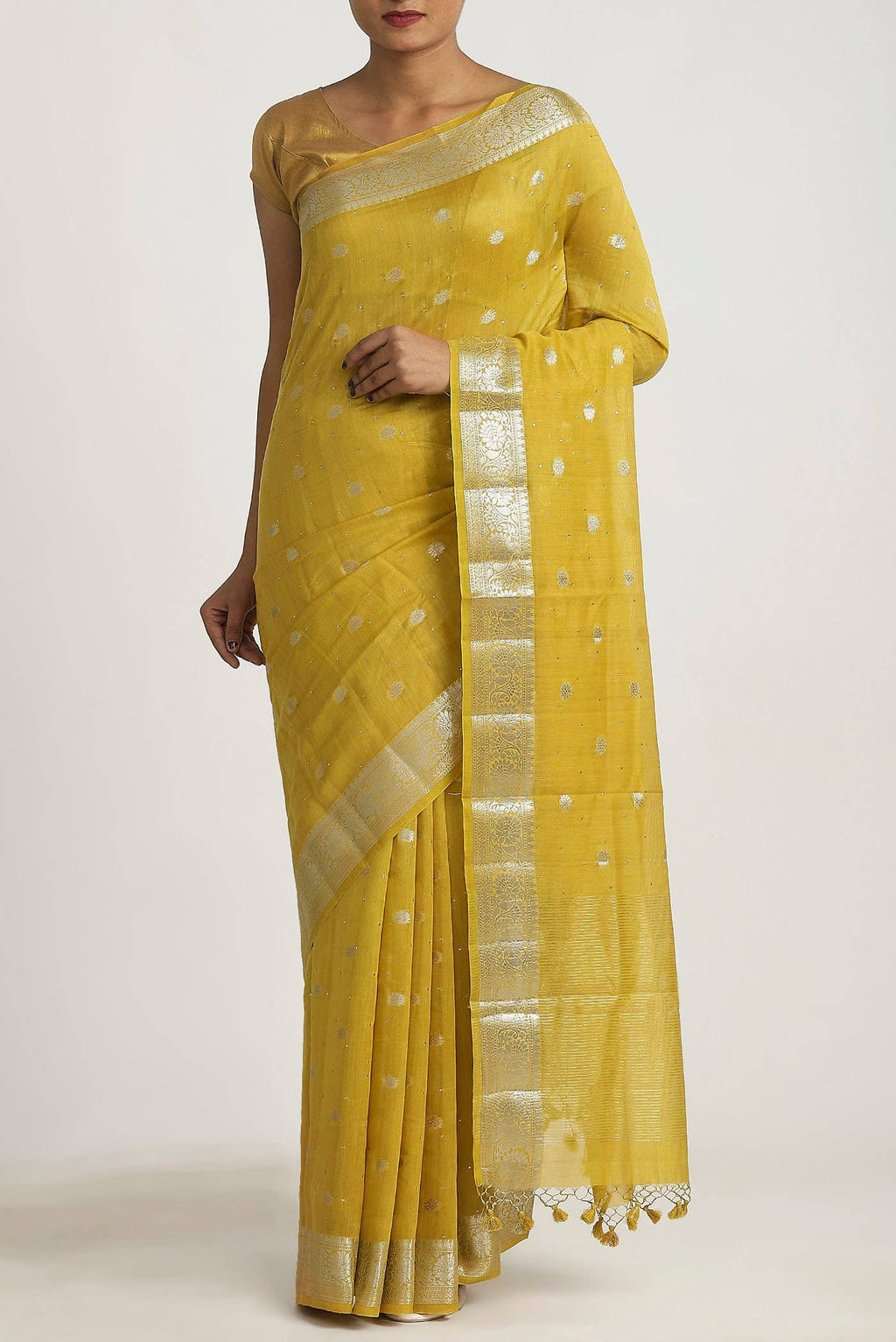 Yellow Chanderi Silk Cotton Saree