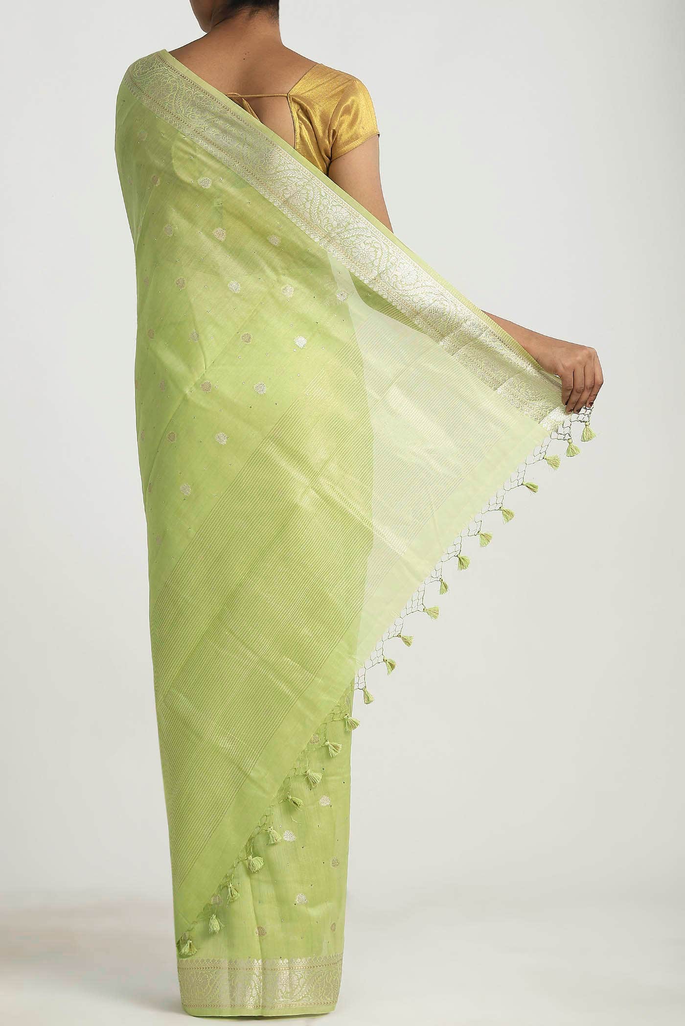 Green Chanderi Silk Cotton Saree