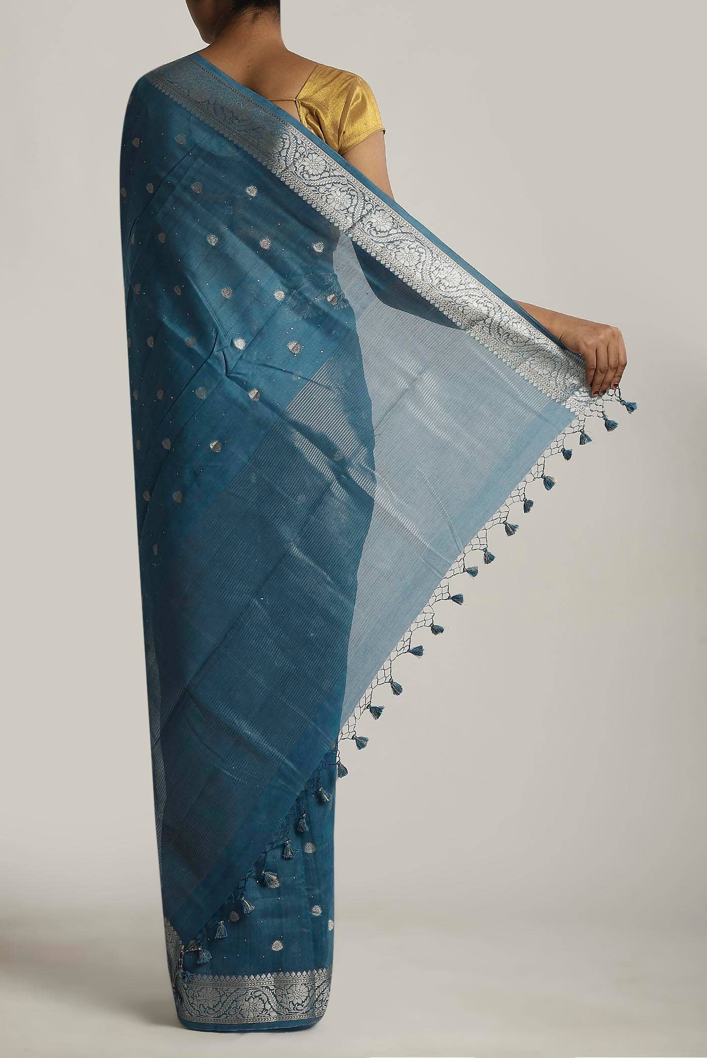 Blue Chanderi Silk Cotton Saree