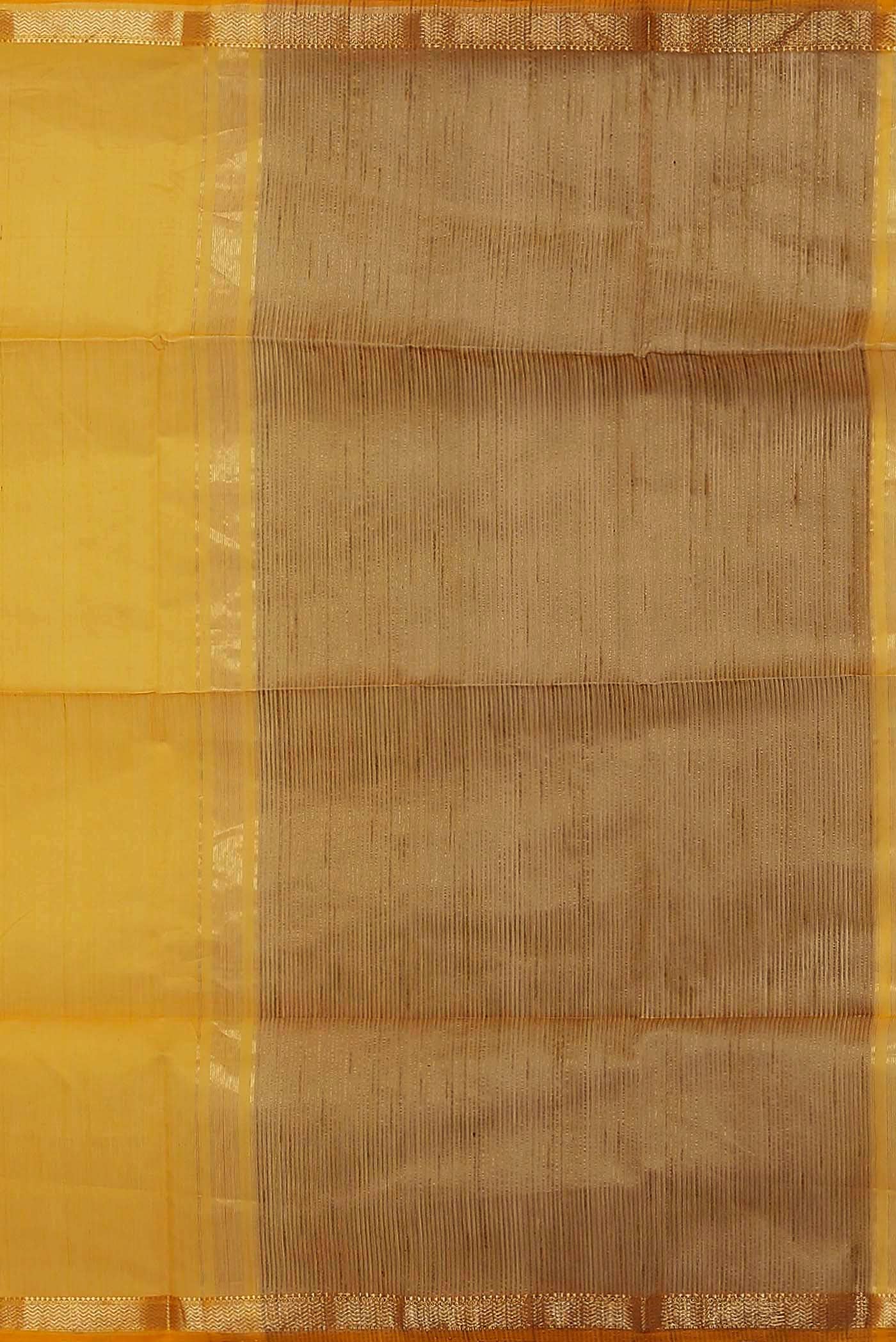 Yellow Maheshwari Silk Cotton Saree