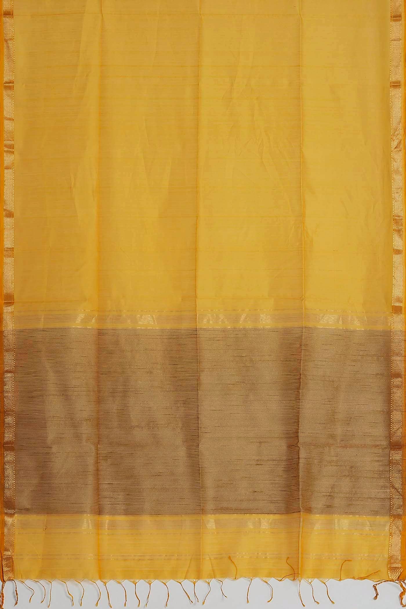 Yellow Maheshwari Silk Cotton Saree
