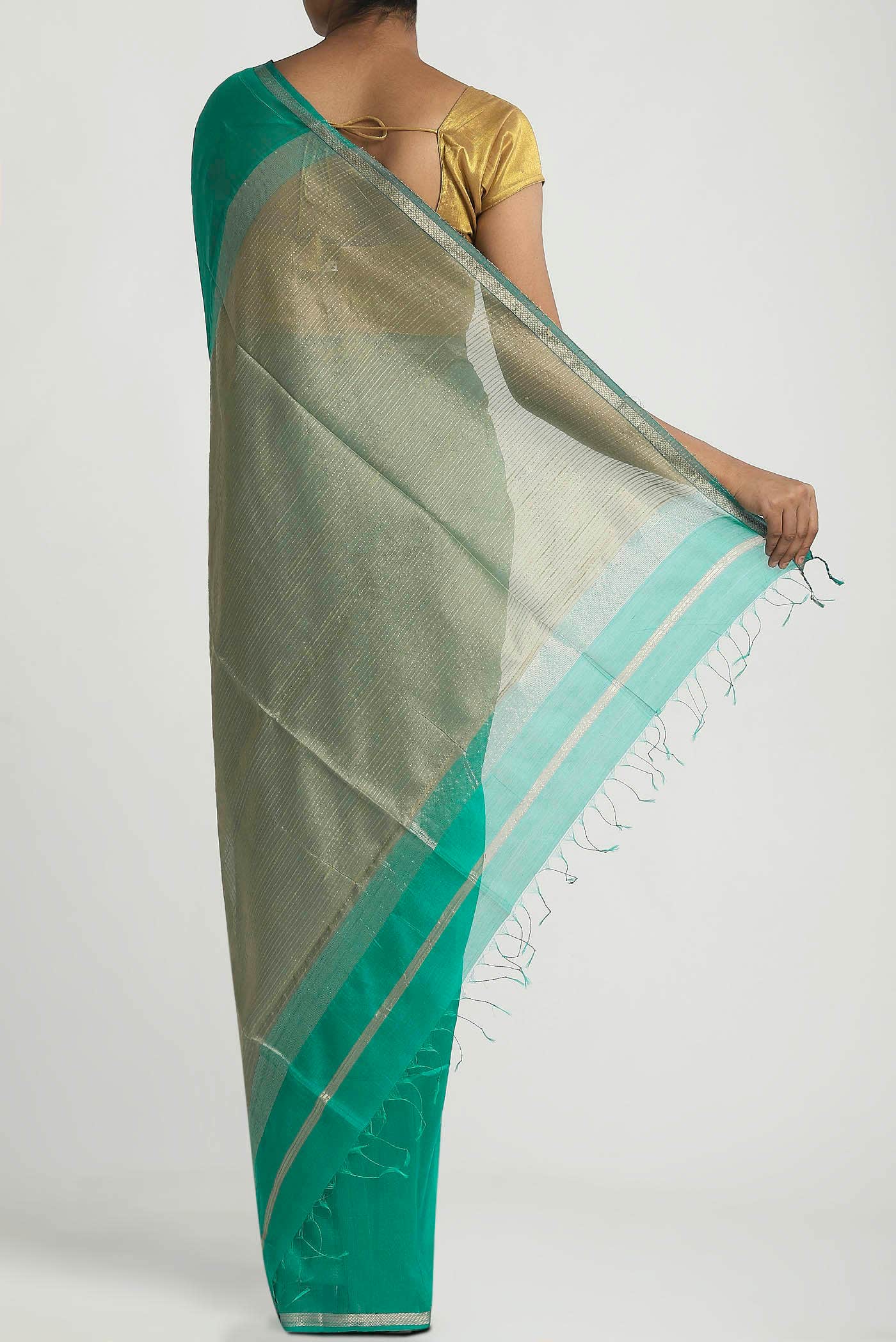 Sea Green Maheshwari Silk Cotton Saree