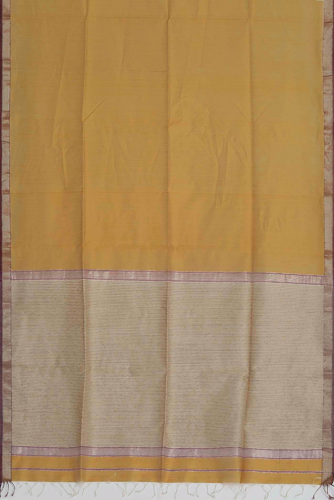Yellow Maheshwari Silk Cotton Saree