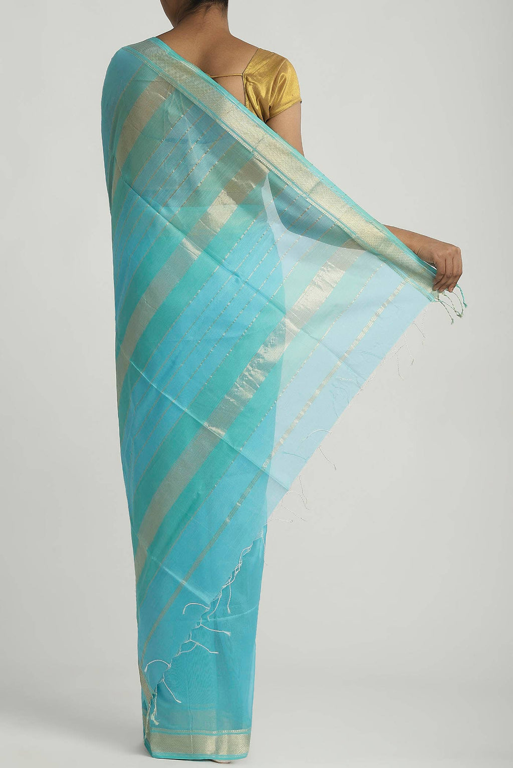 Blue Maheshwari Silk Cotton Saree