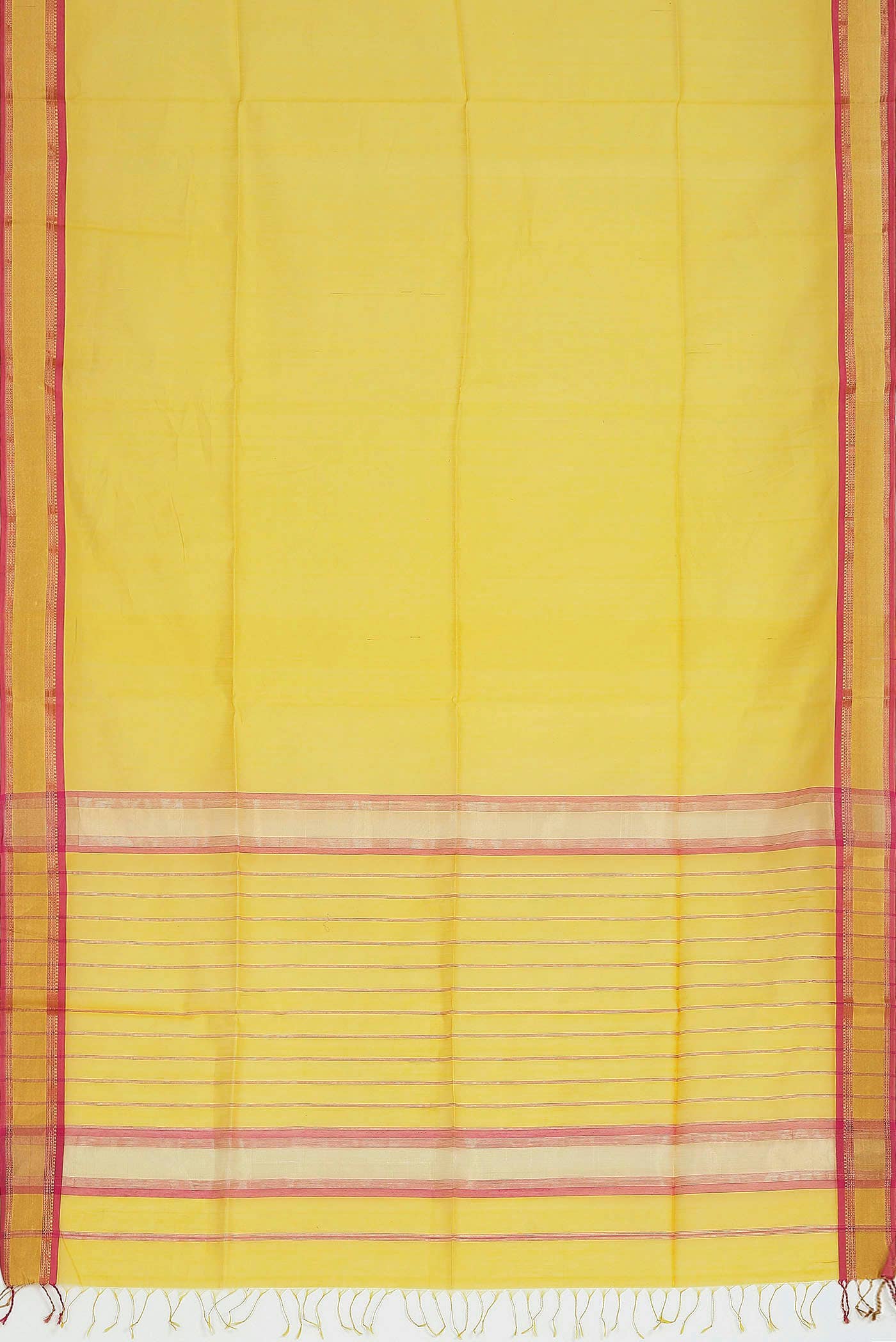 Yellow Maheshwari Silk Cotton Saree