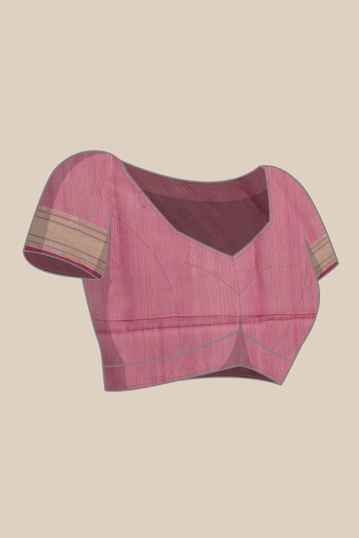 Peach Maheshwari Silk Cotton Saree