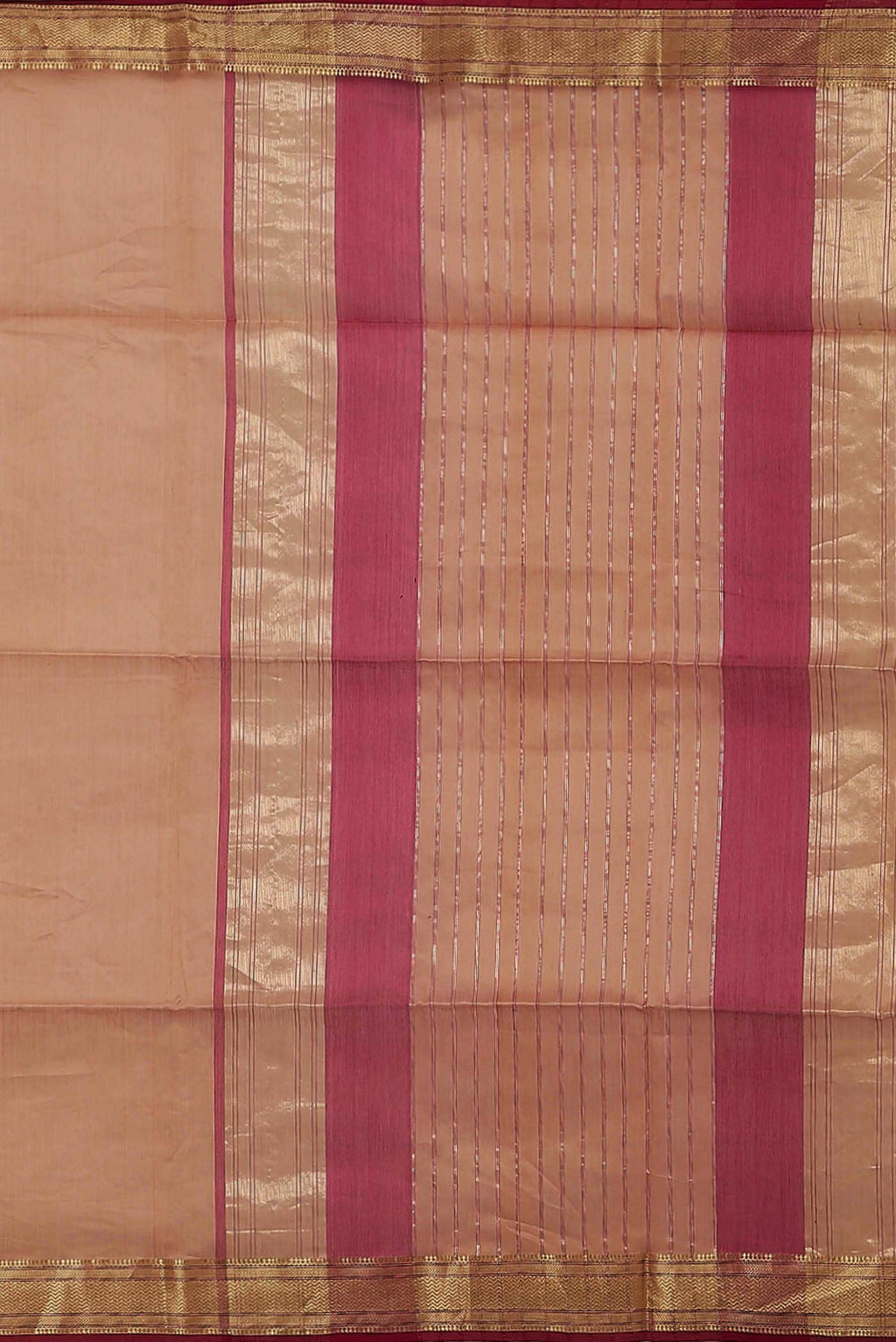 Peach Maheshwari Silk Cotton Saree